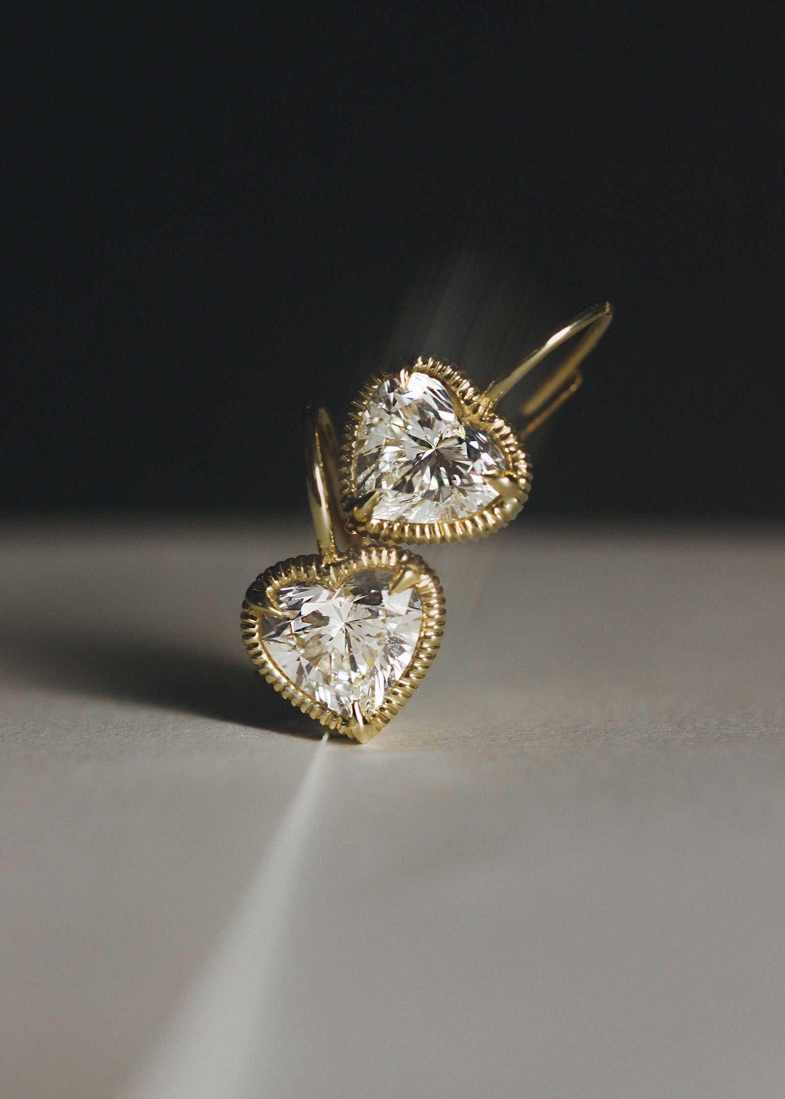 Solis Ribbed Heart Diamond Earrings 14k Gold | Kinn Studio