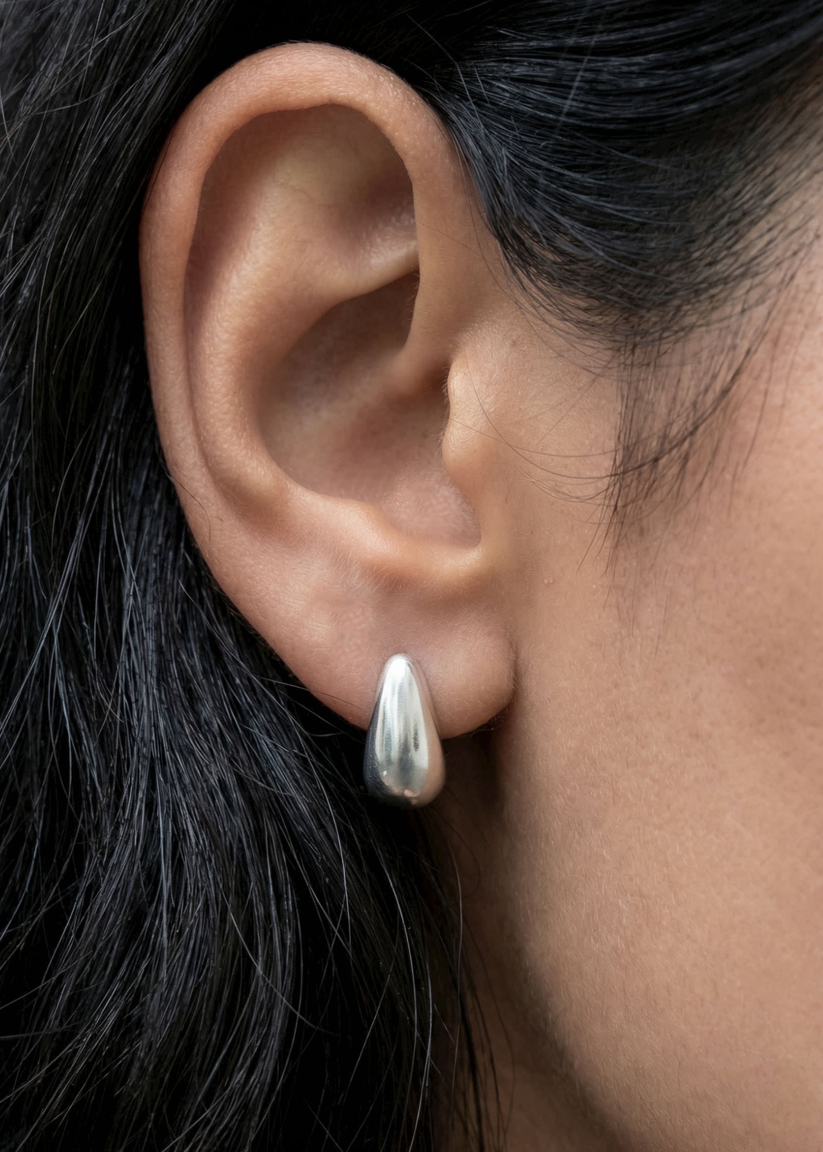 Teardrop Hoop Earrings Silver