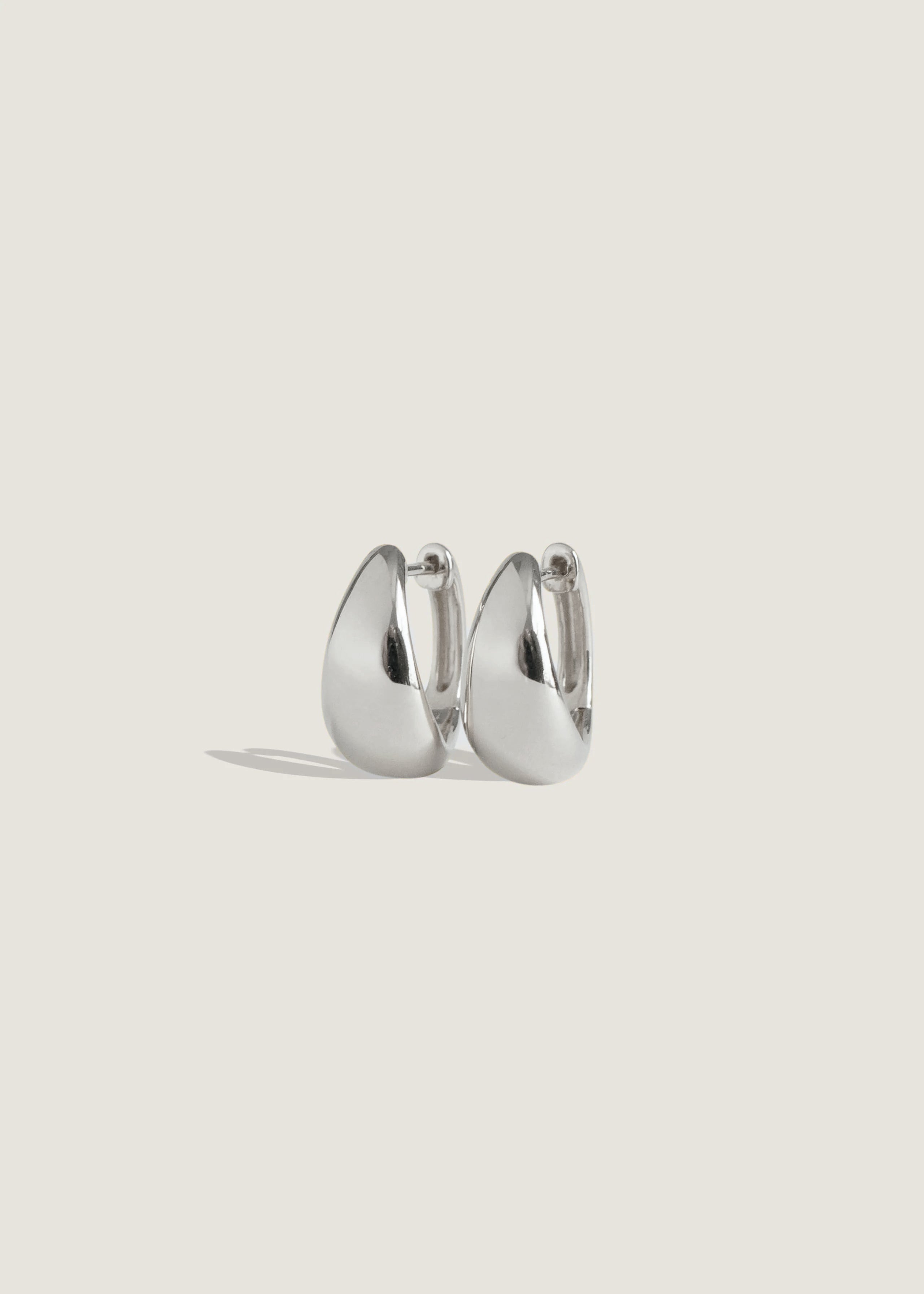 Teardrop Hoop Earrings Silver