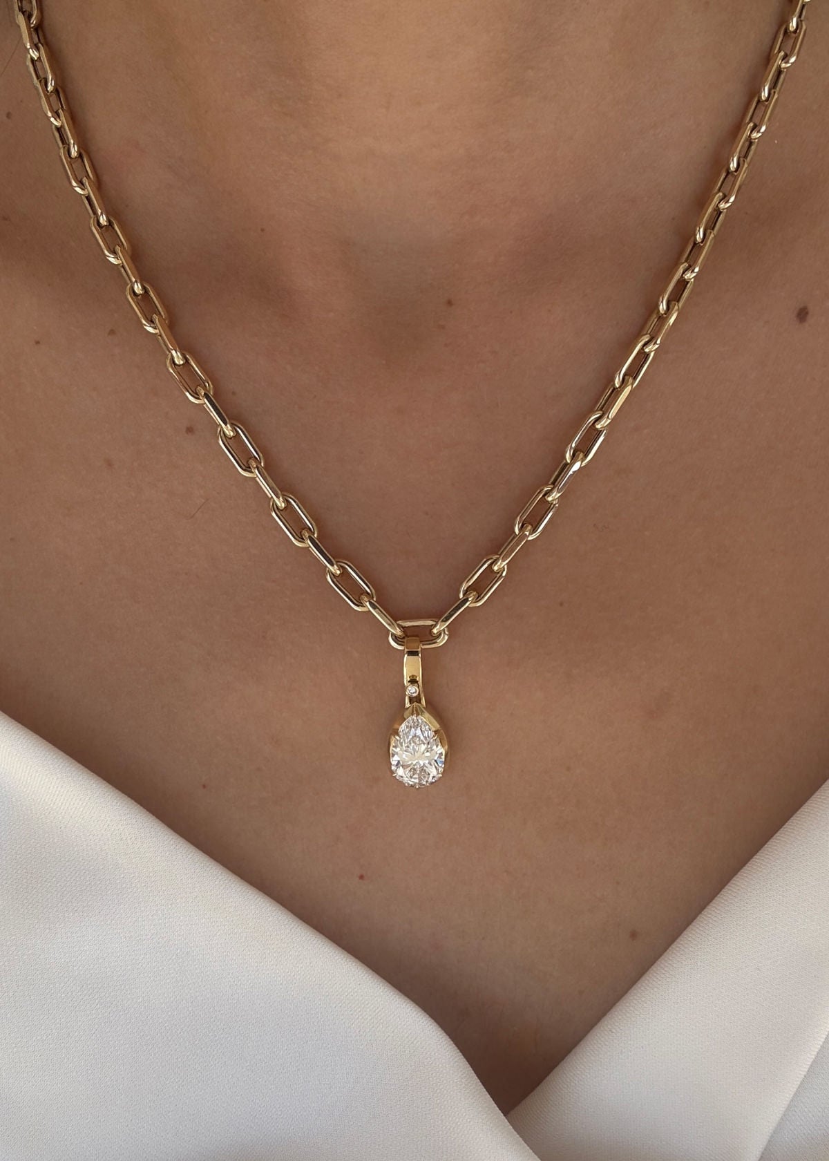 Madeleine Pear Diamond Necklace 14k Gold | Kinn Studio