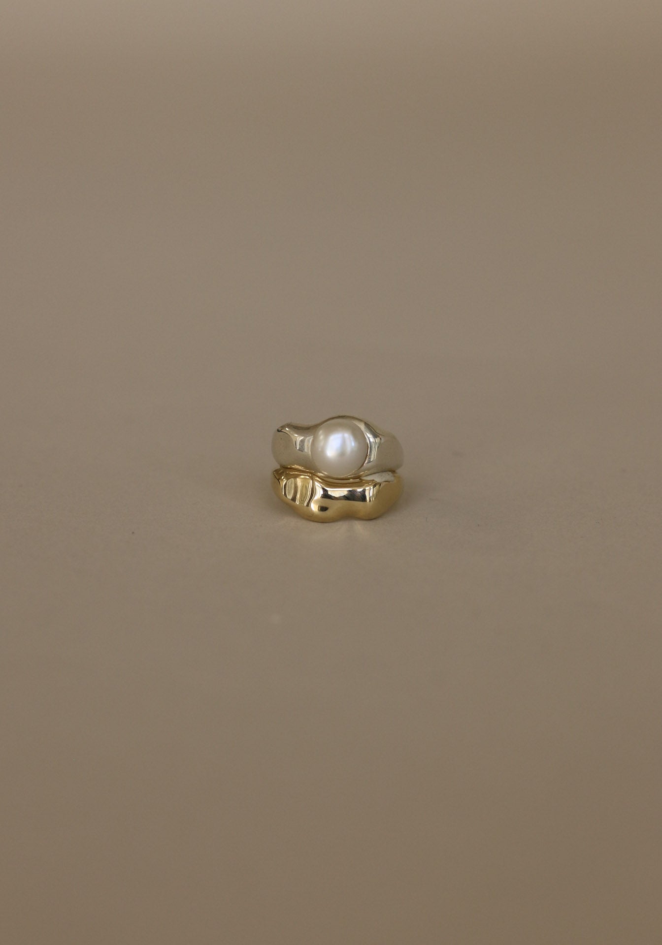 Archive Edith Pearl Ring Stack Gold & Silver Size 7