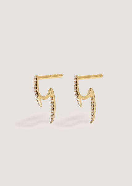 Eliza Double Spike Stud Earrings Diamond | Kinn Studio