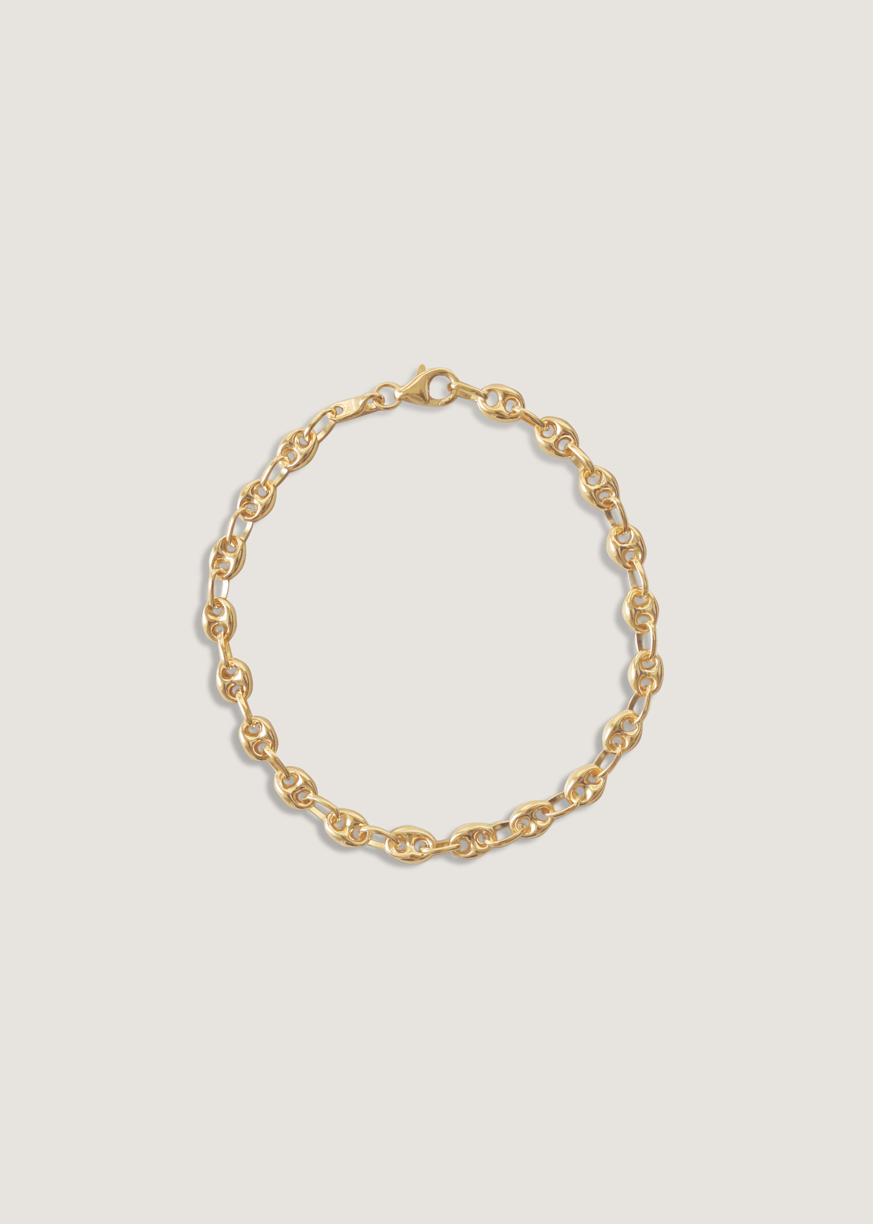 Petite Puffed Mariner Chain Bracelet Gold