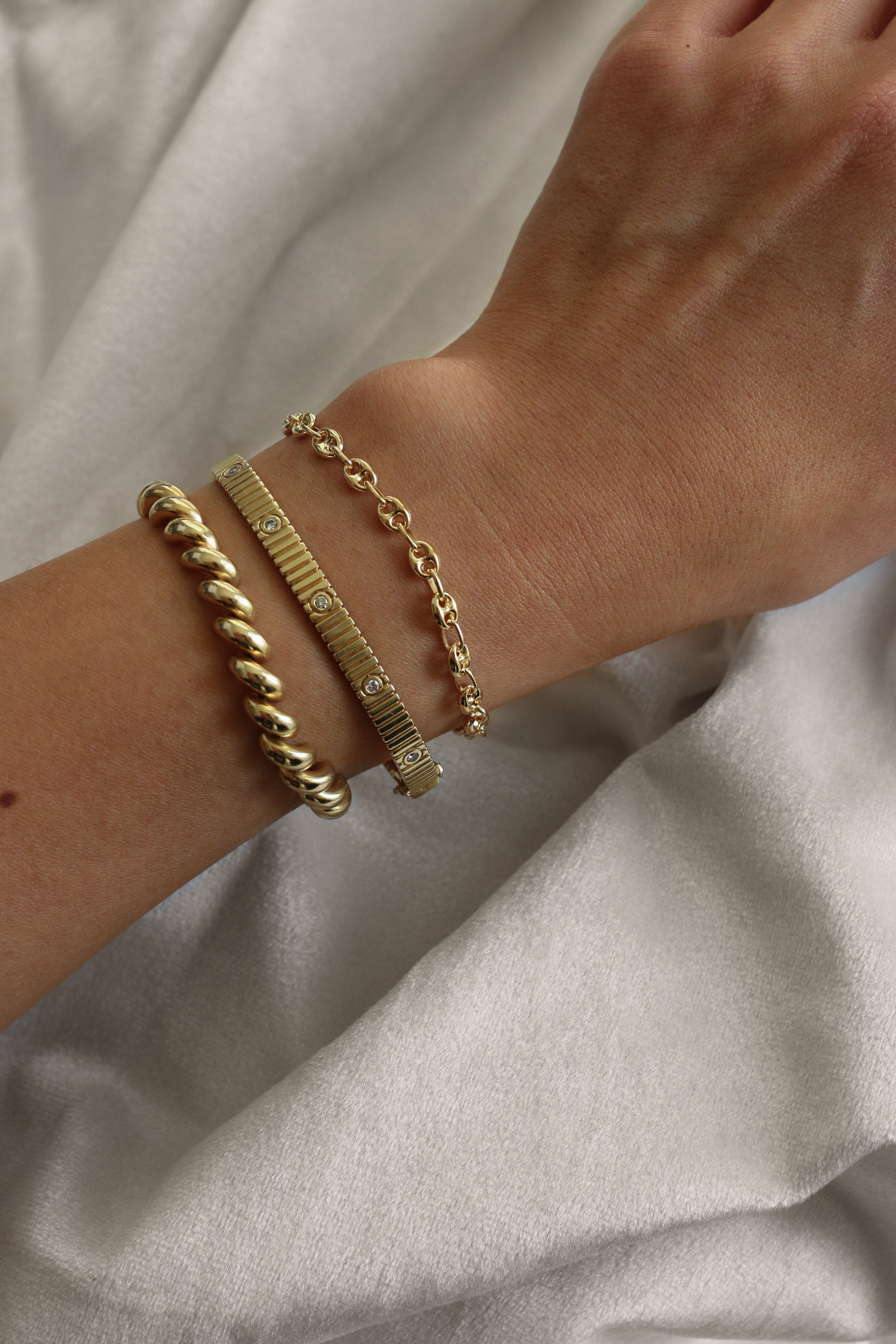 14k Gold Petite Puffed Mariner Chain Bracelet | Kinn