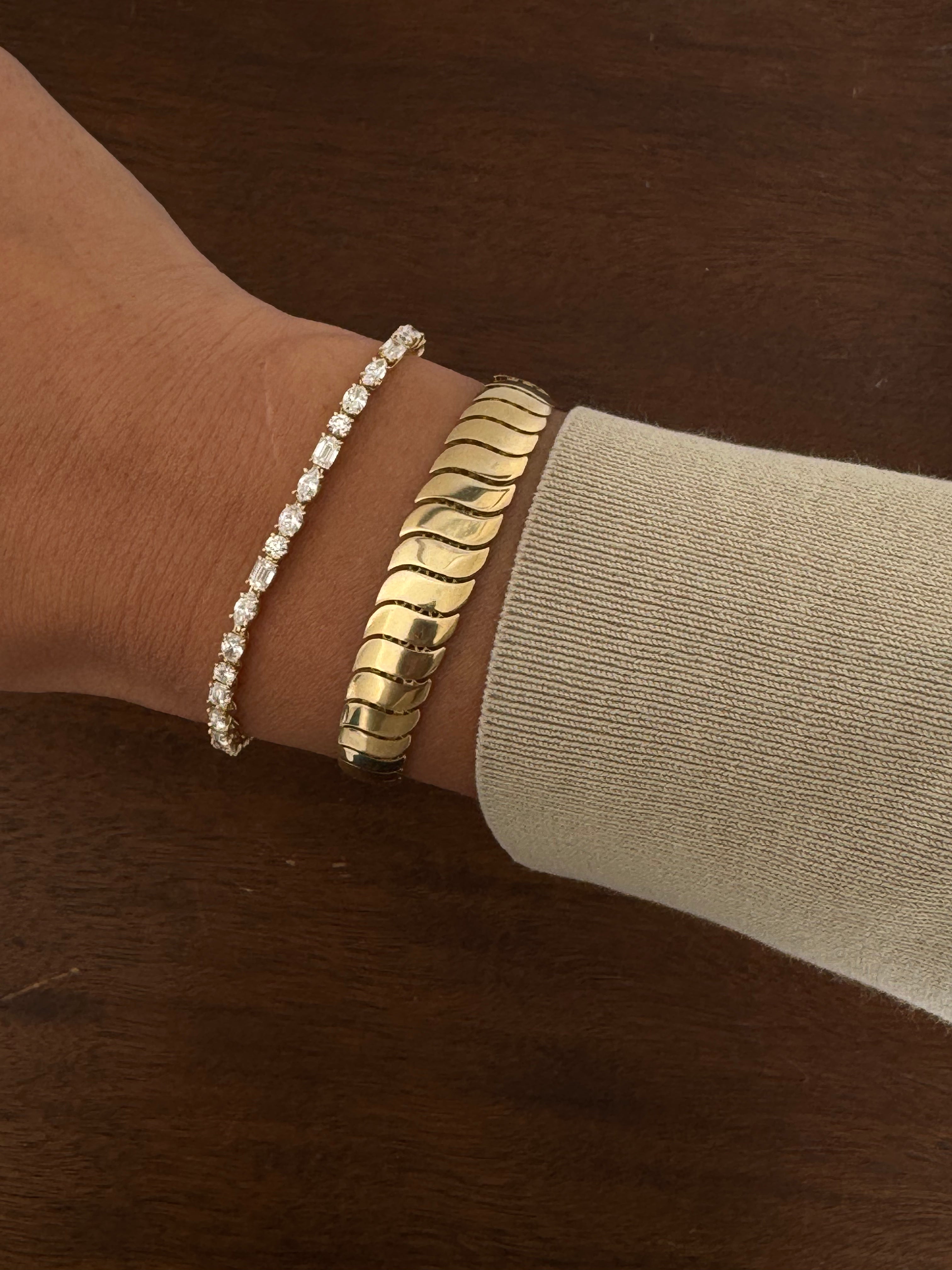 Esme Fancy Shape Tennis Bracelet 4ctw Yellow Gold