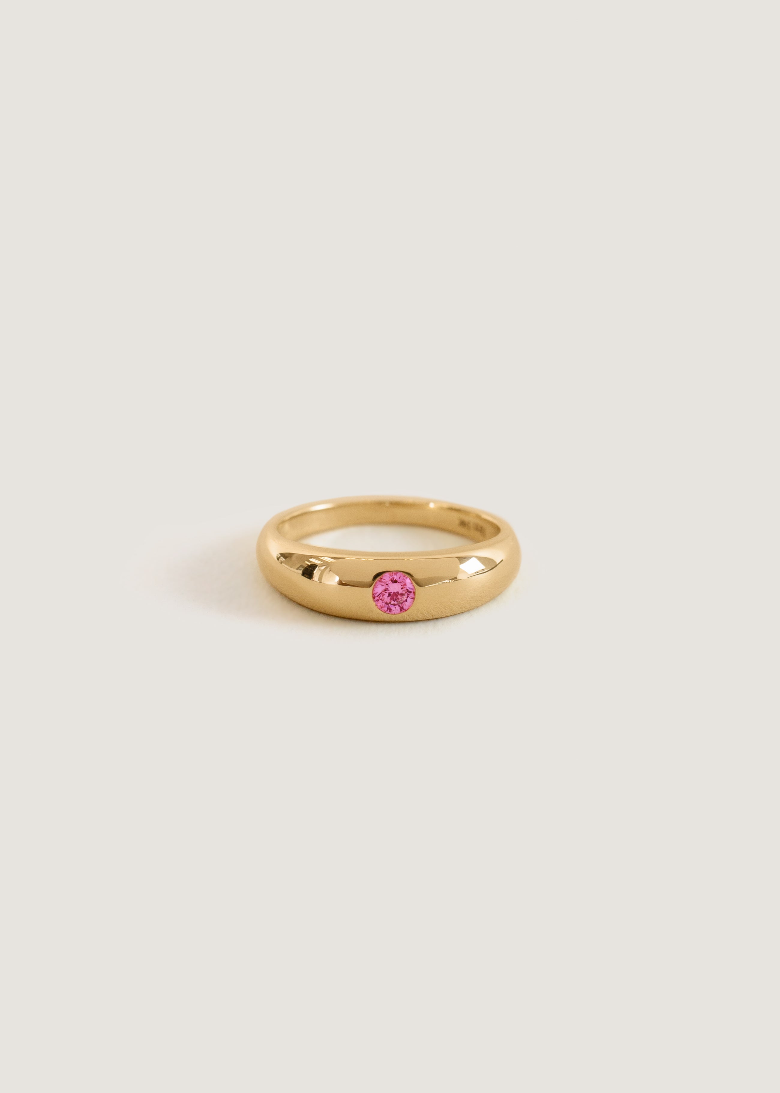 Amelia Birthstone Dome Ring Pink Tourmaline