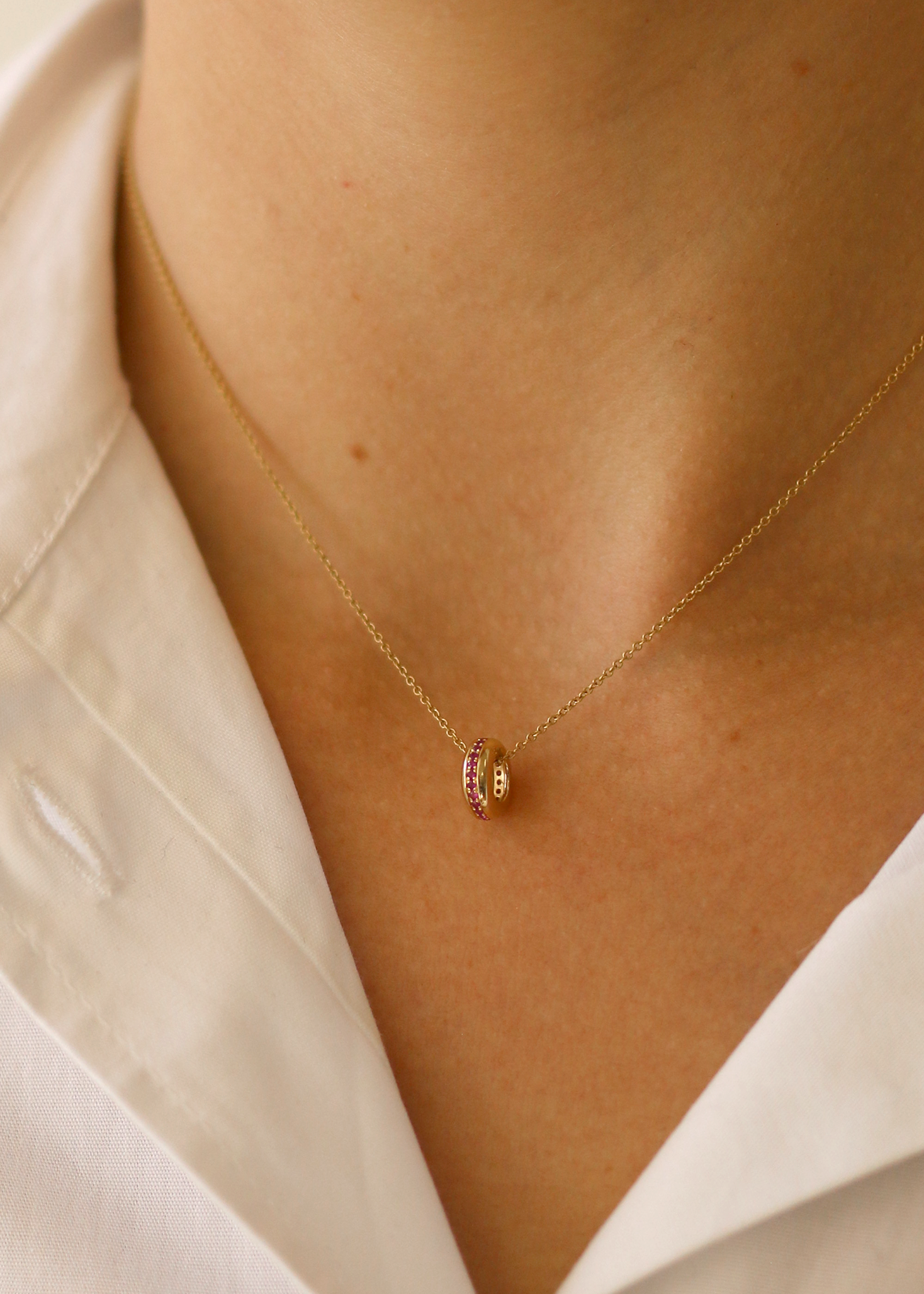 Noelle Pavé Dome Birthstone Charm Ruby