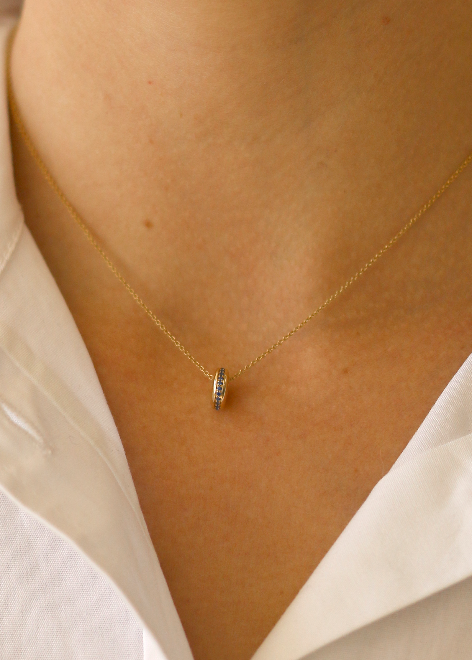 Noelle Pavé Dome Birthstone Charm Sapphire