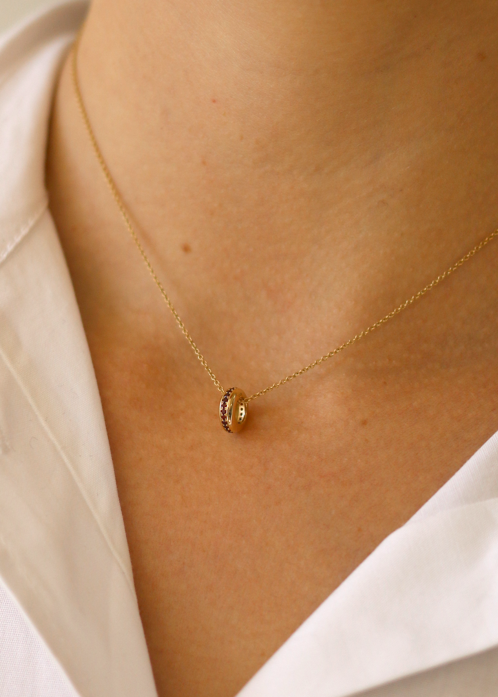 Noelle Pavé Dome Birthstone Charm Garnet
