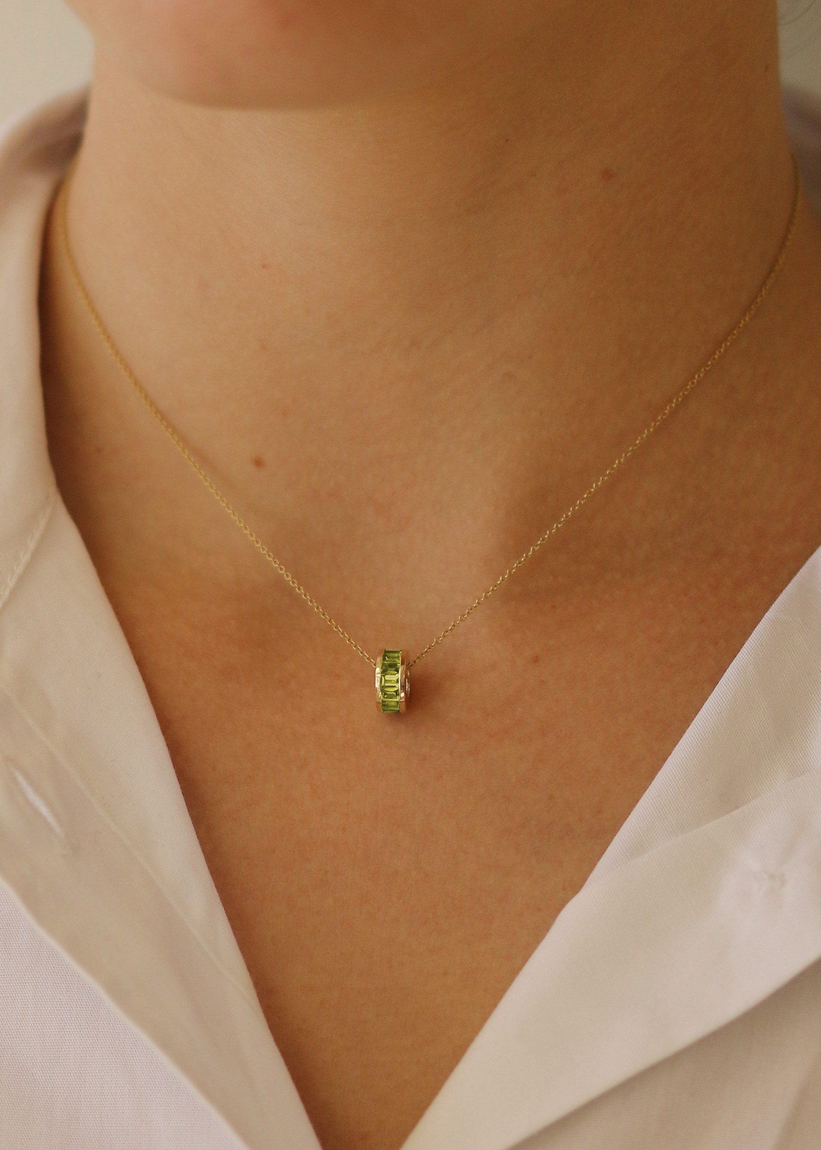 Milestone Baguette Birthstone Charm Peridot