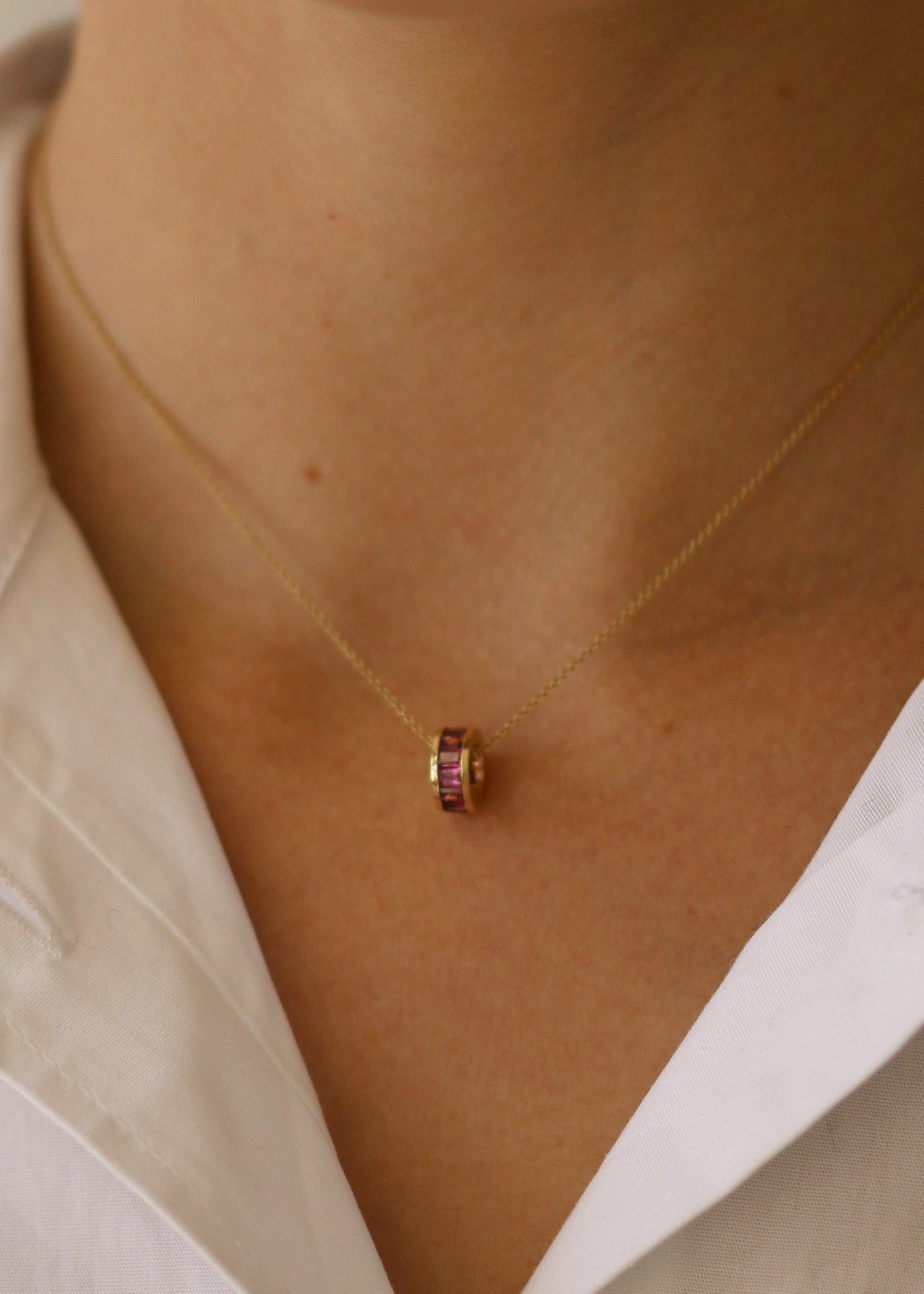 Milestone Baguette Birthstone Charm Alexandrite (Rhodolite)