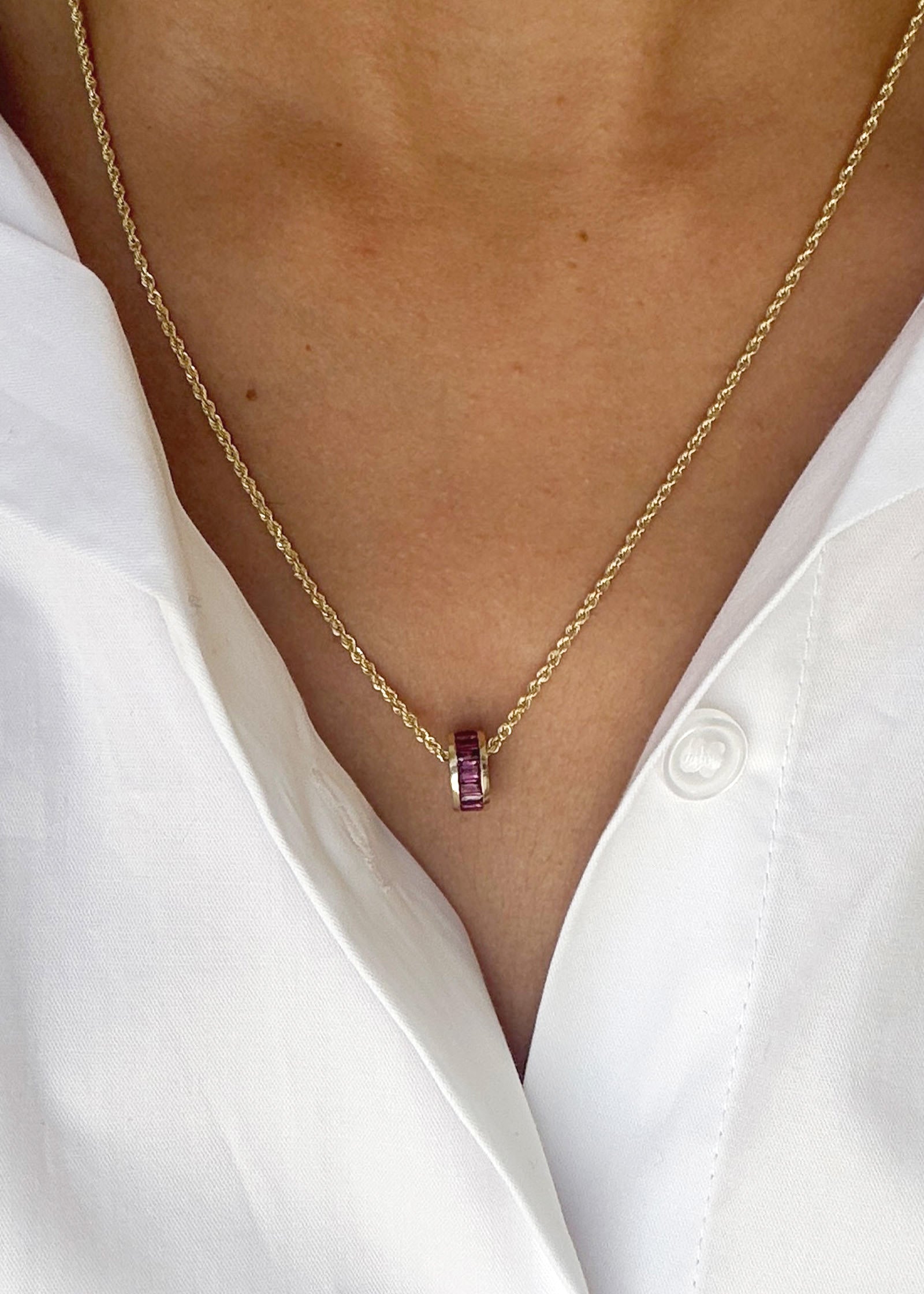 Milestone Baguette Birthstone Charm Amethyst