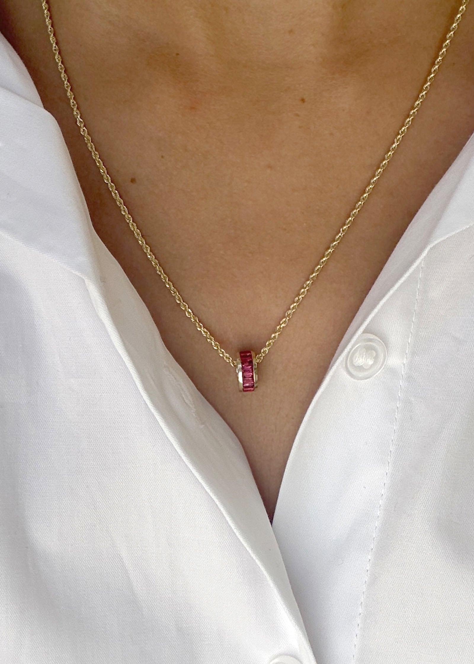 Milestone Baguette Birthstone Charm Ruby