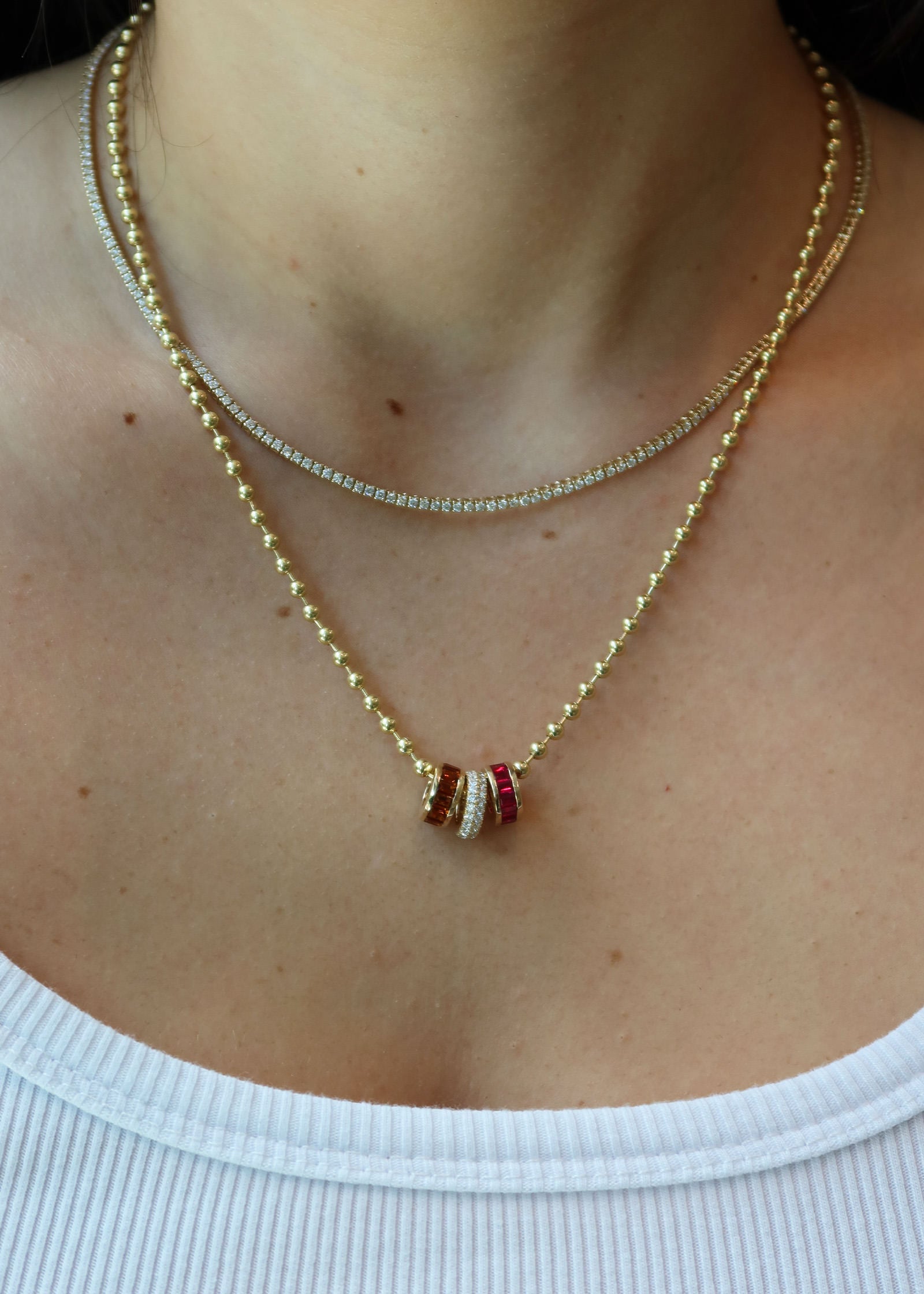Milestone Baguette Birthstone Charm Ruby