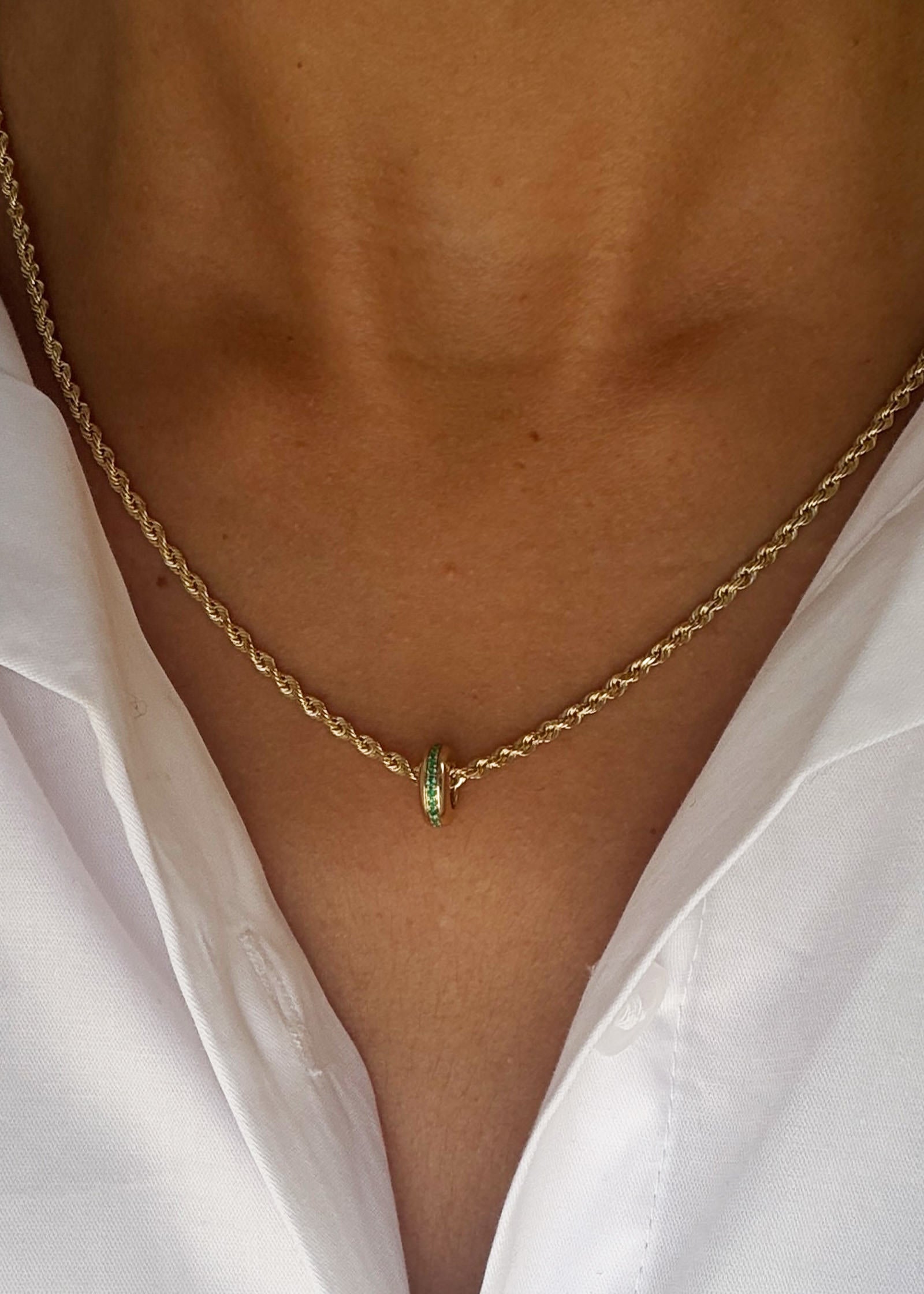 Noelle Pavé Dome Birthstone Charm Emerald