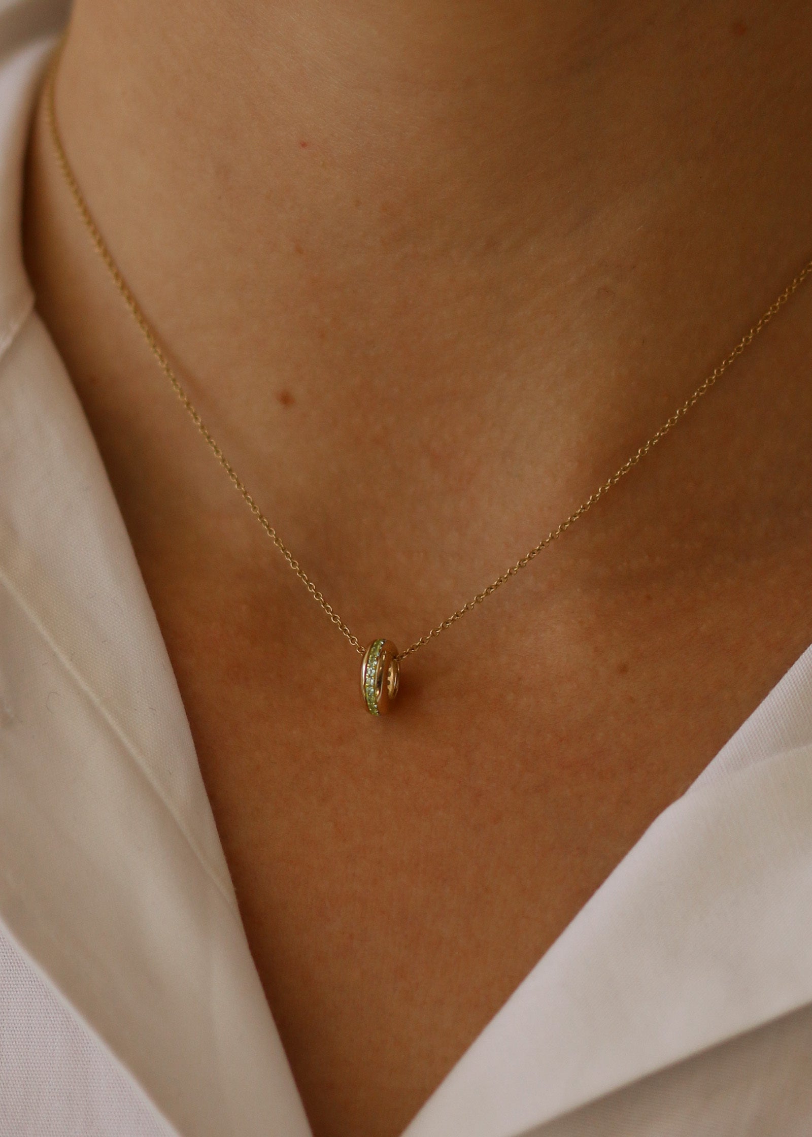 Noelle Pavé Dome Birthstone Charm Peridot