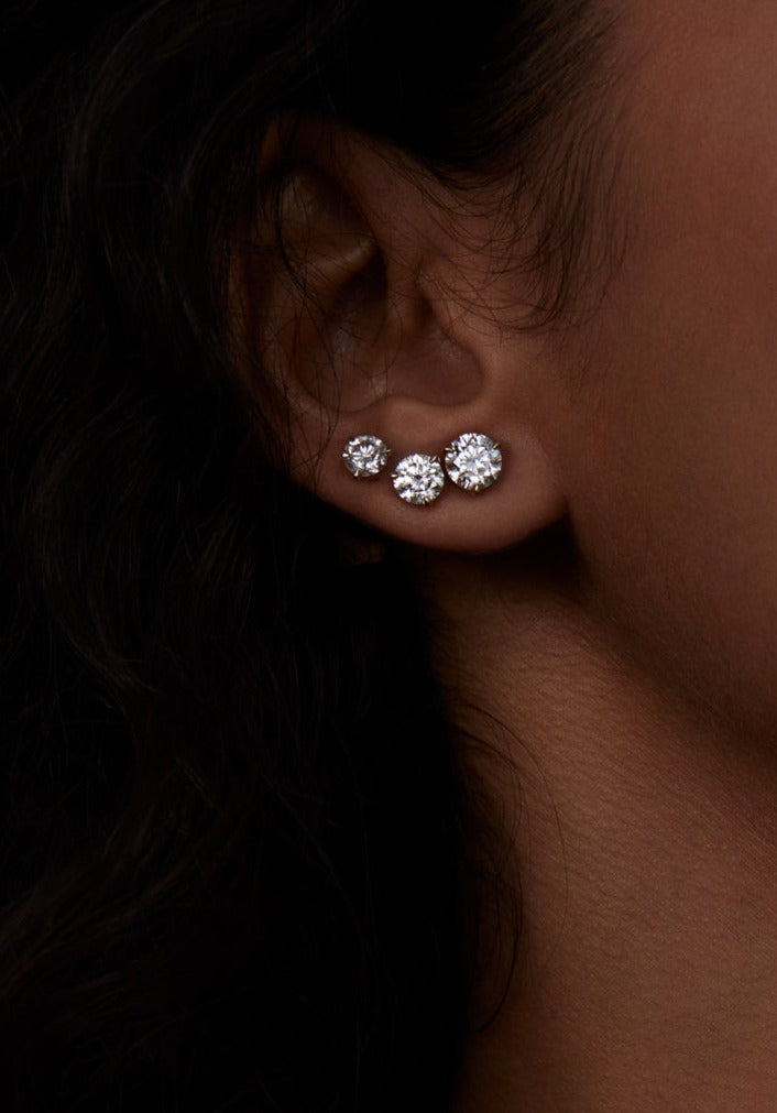 alt="June Round Diamond Stud Earrings lifestyle"