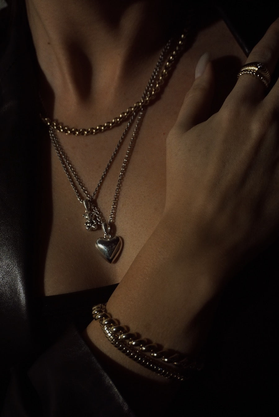 ●TATIANA● Silver 925 Ribbon Heart Bell String Necklace NZ2 MUSINSA | TATIANA (Silver 925) Deer Heart String Necklace NZ2107