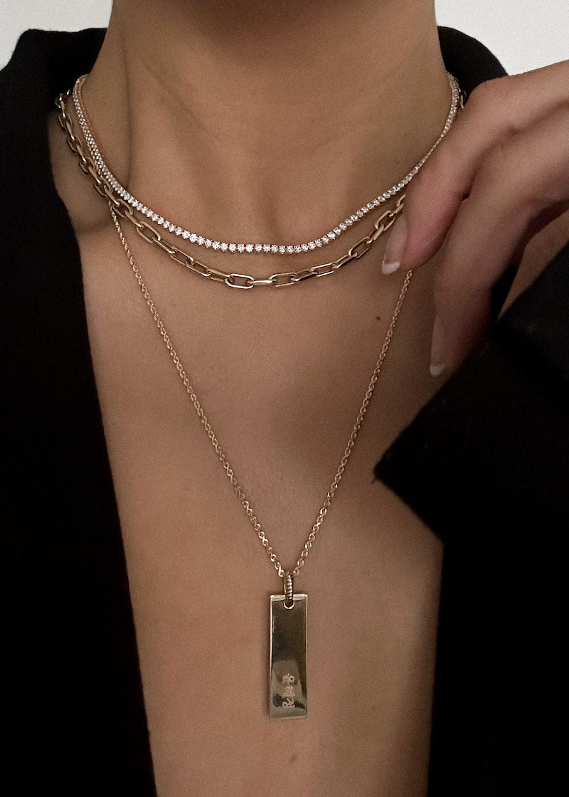 Tennis necklace with pendant hot sale