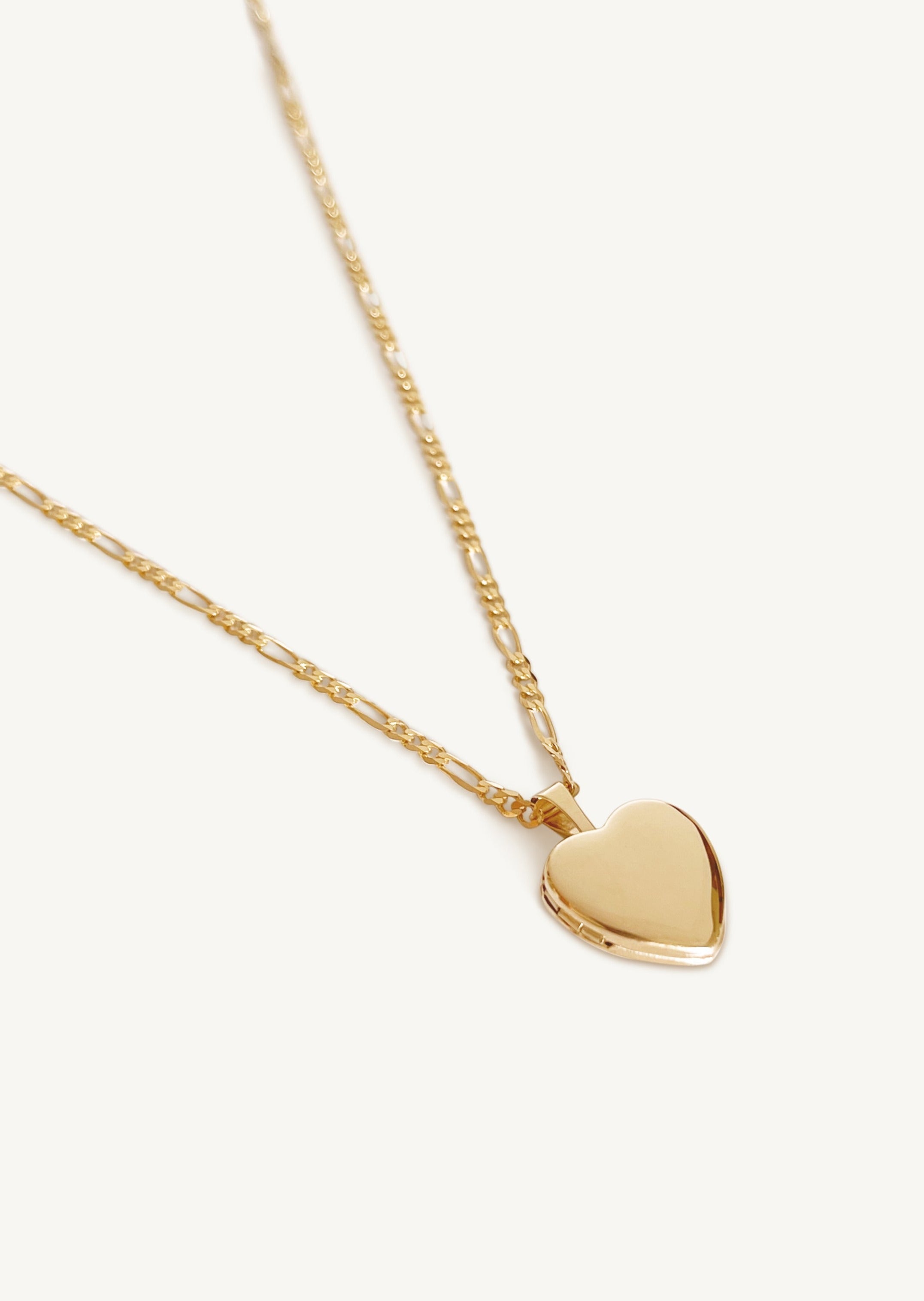 alt="Maison Heart Locket Necklace I with kyle figaro chain"