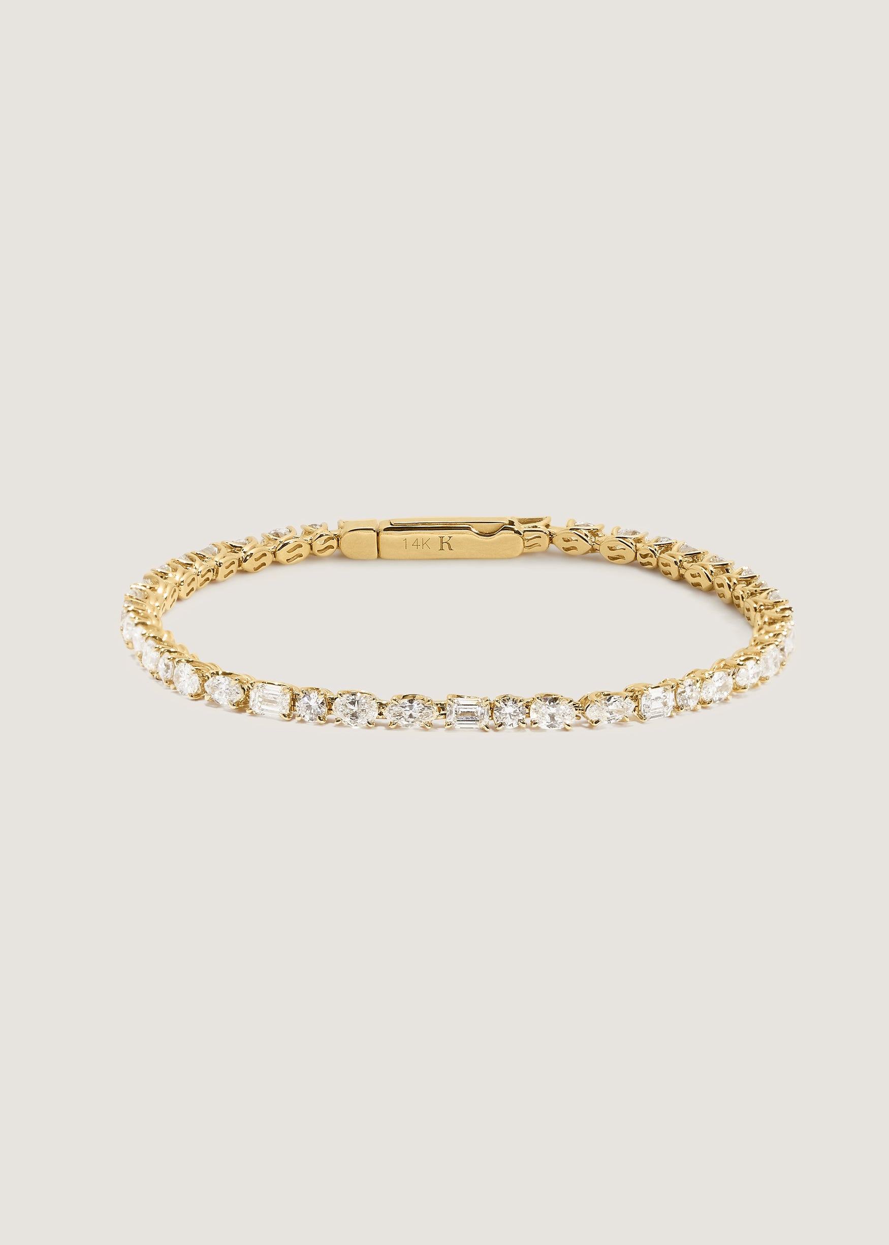 Kinn Studio 14k Gold Esme Fancy Shape Tennis Bracelet 4ctw Yellow Gold on a white background