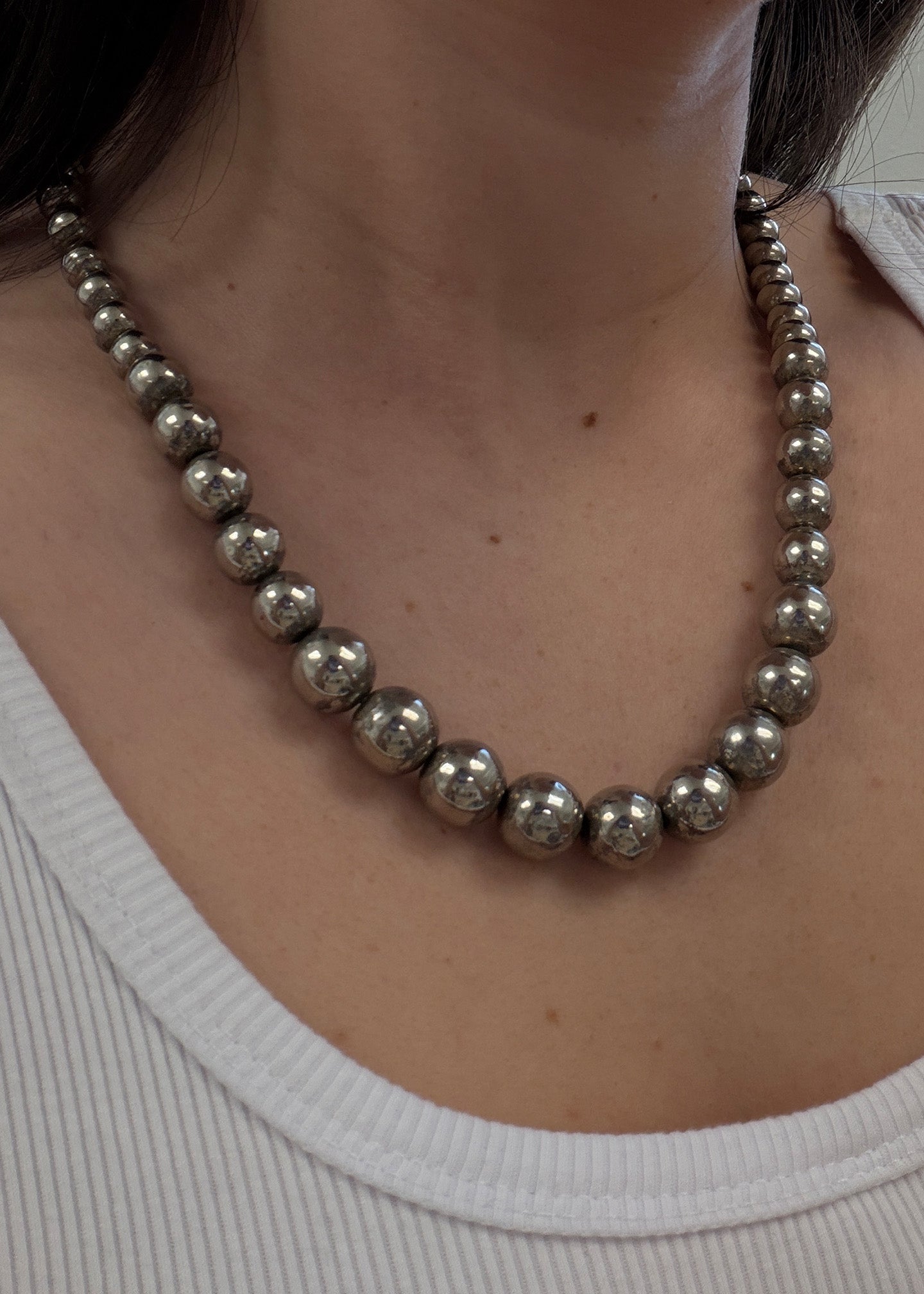 Vintage Silver Beaded Necklace | Kinn Studio