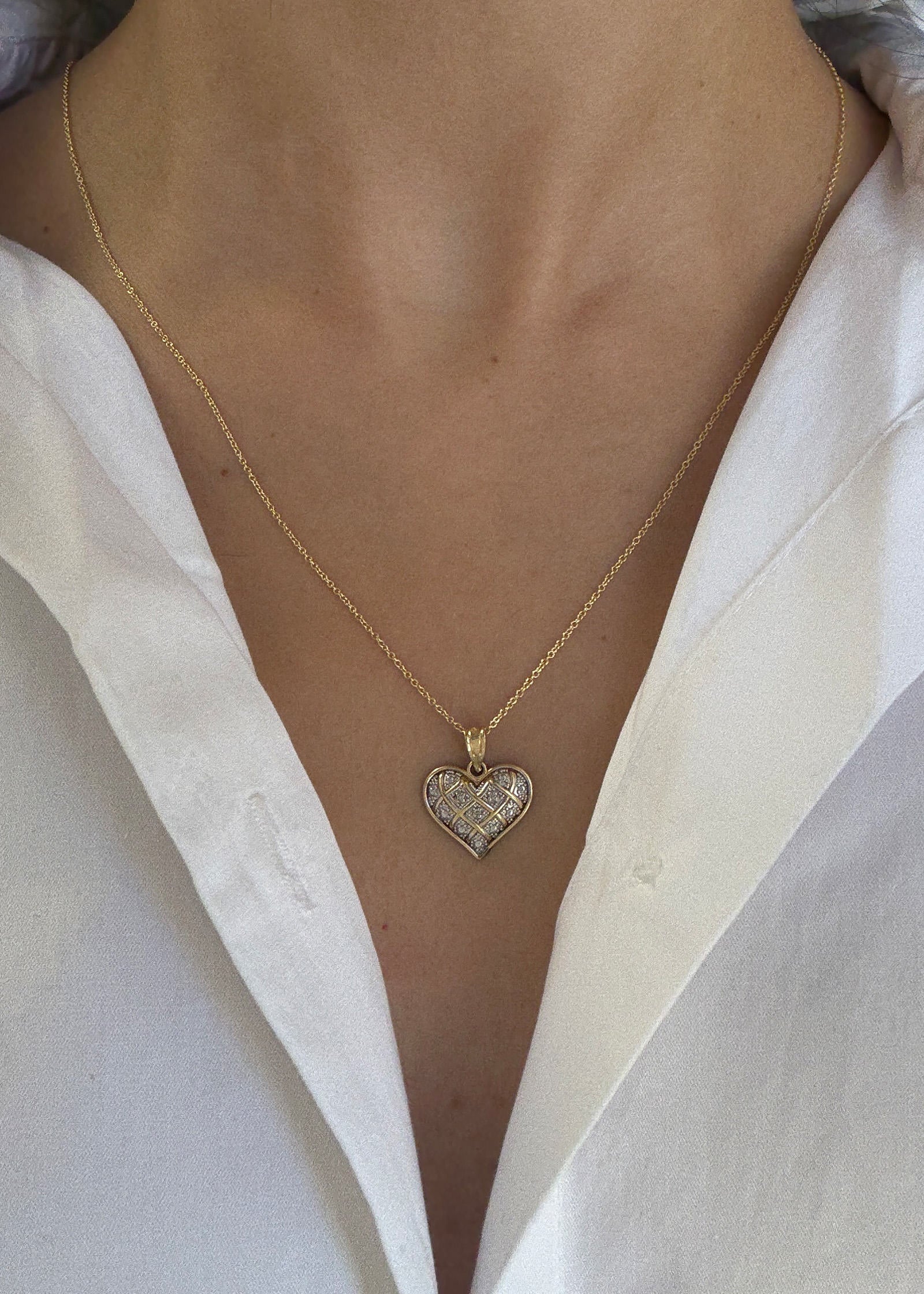 Vintage 10k Heart Diamond Pendant