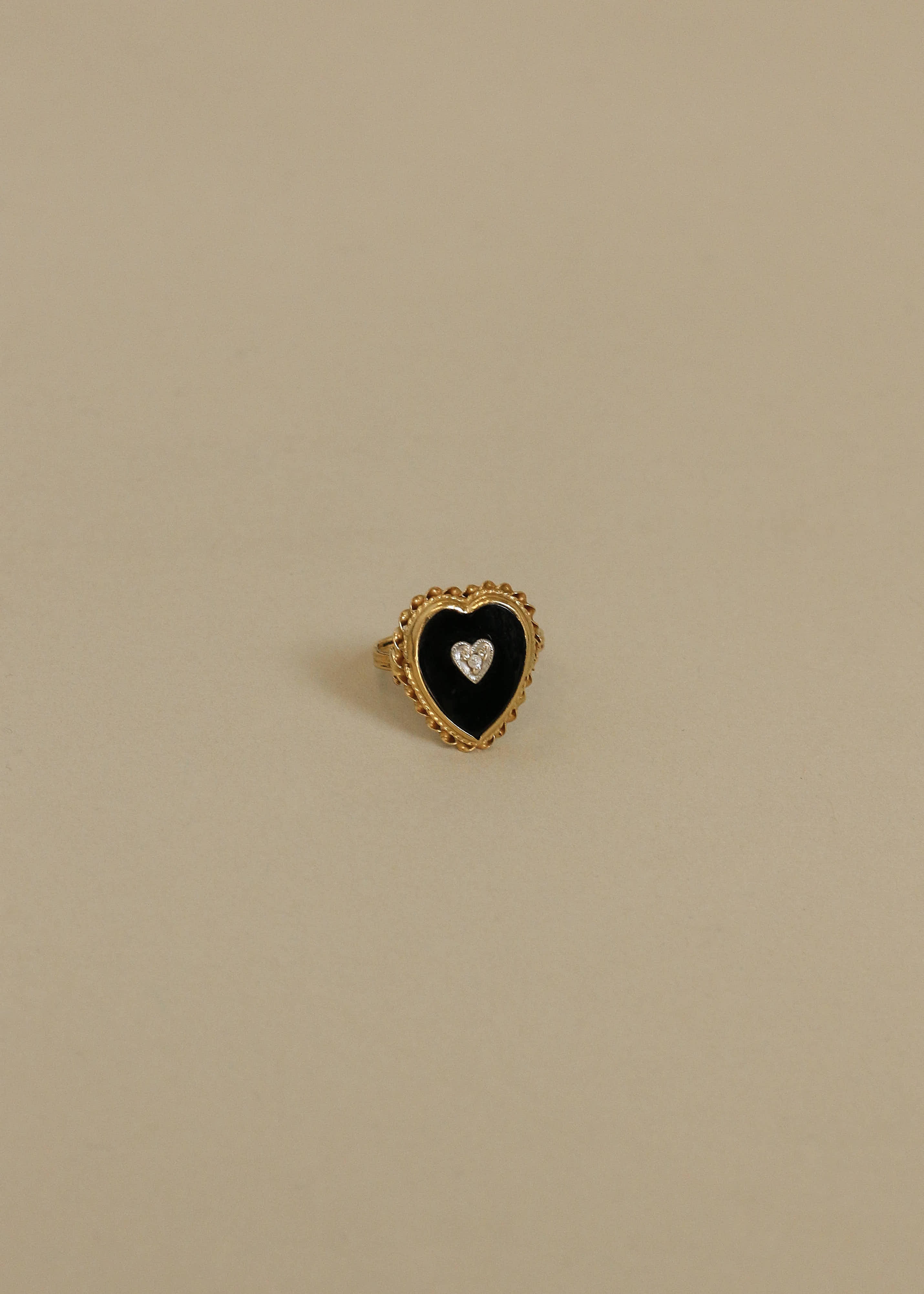 Vintage 14k Black Heart Diamond Ring
