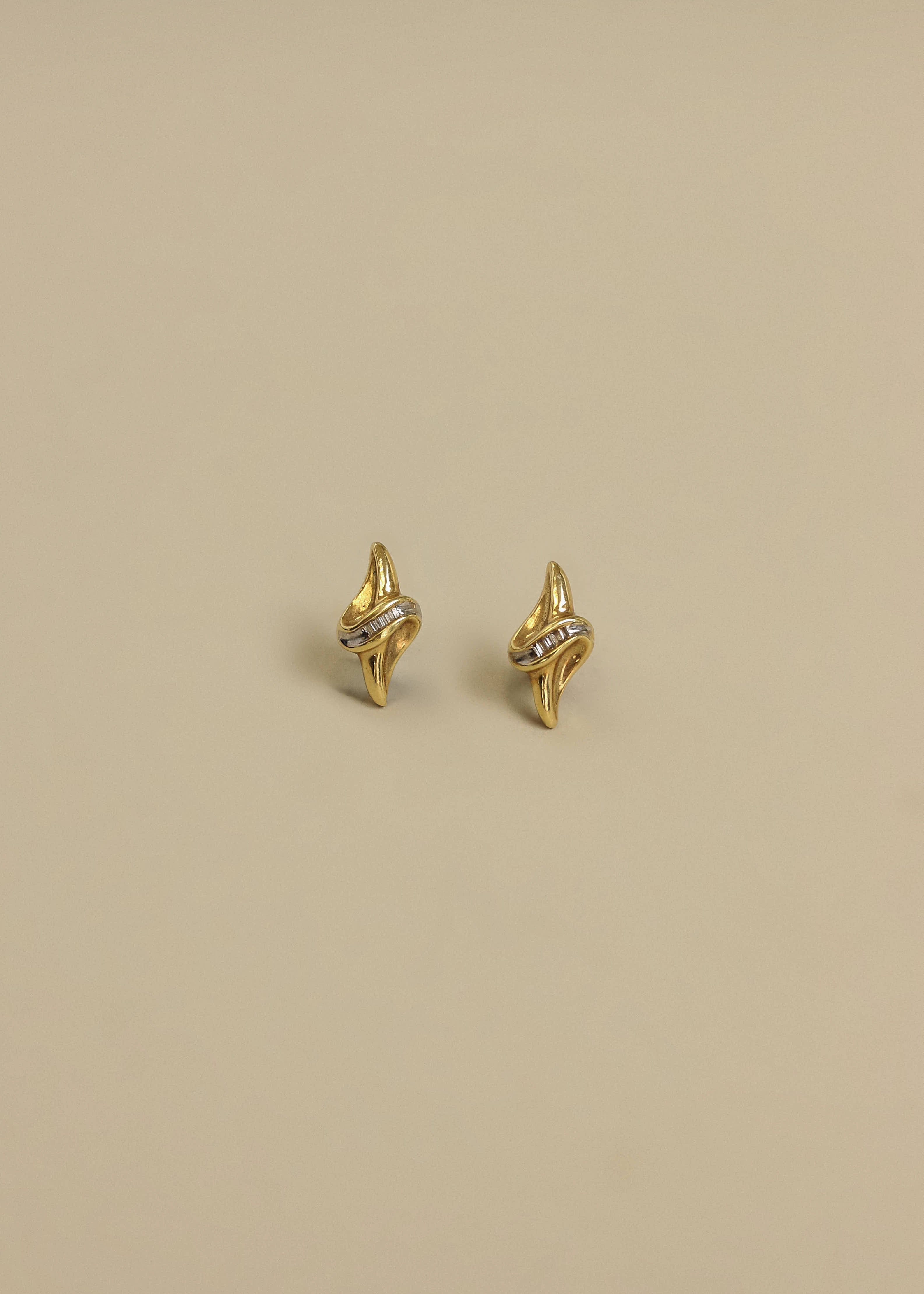 Vintage 18k Croissant Diamond Earrings