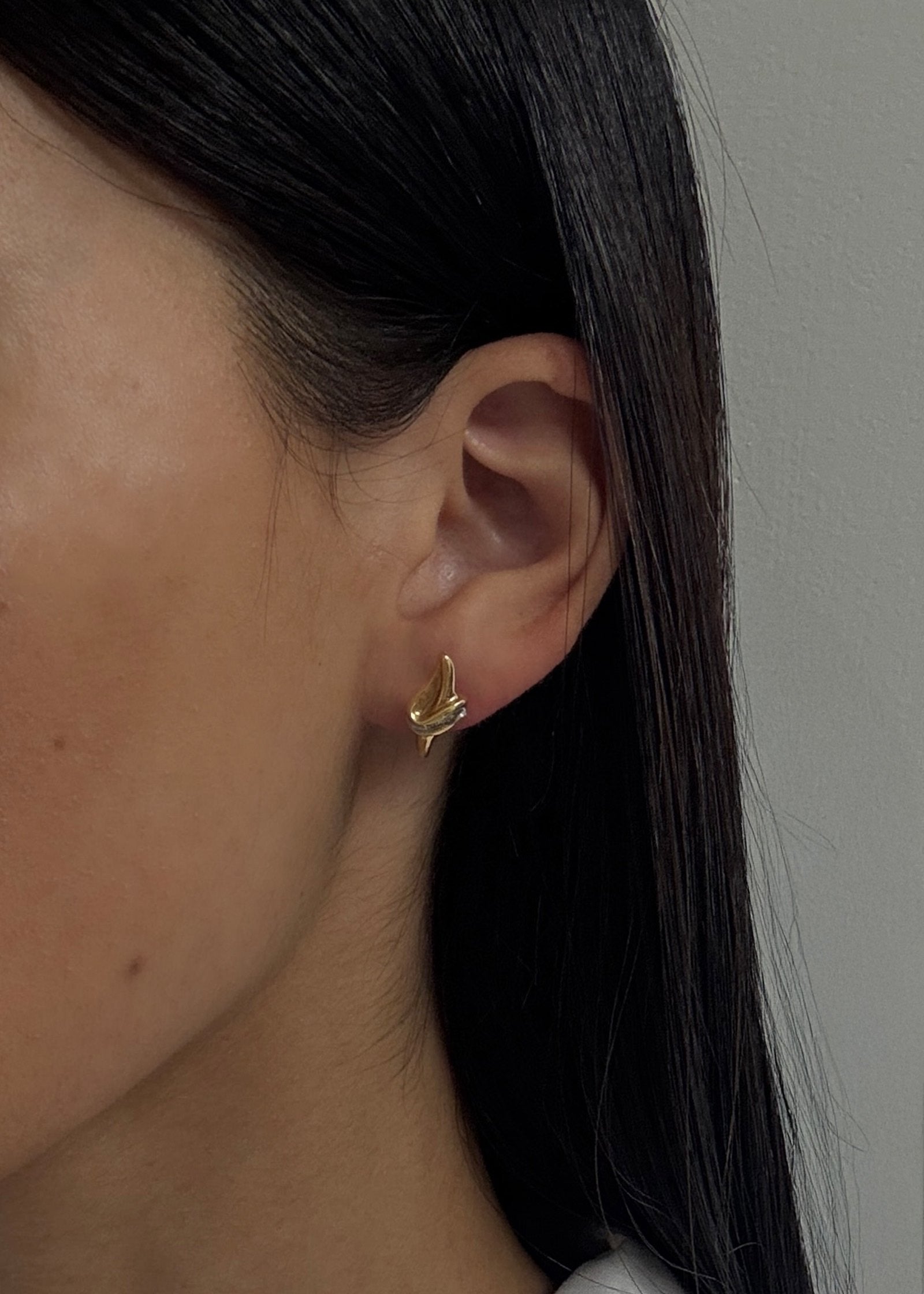 Vintage 18k Croissant Diamond Earrings