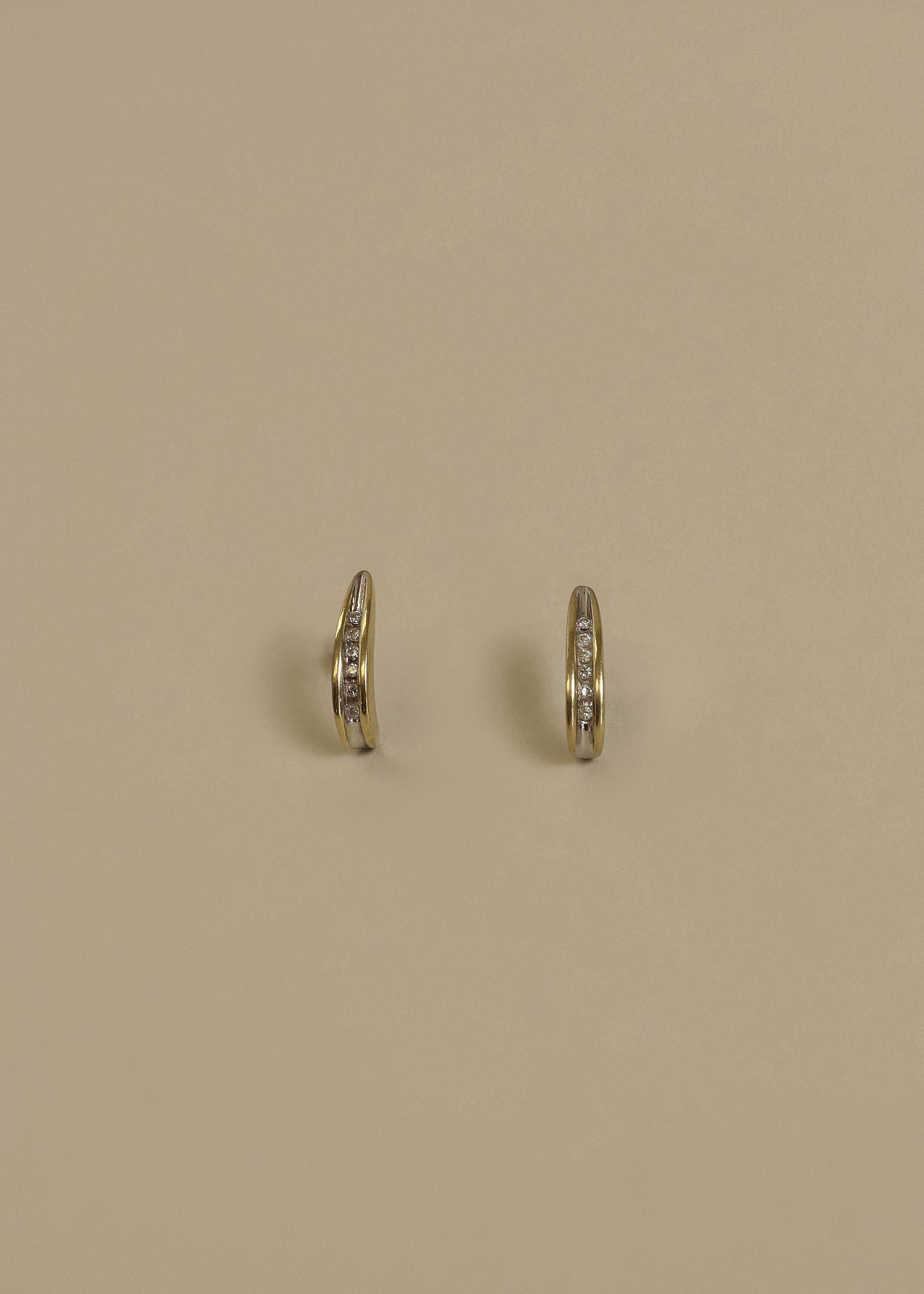 Vintage Diamond Curved 14k Earrings