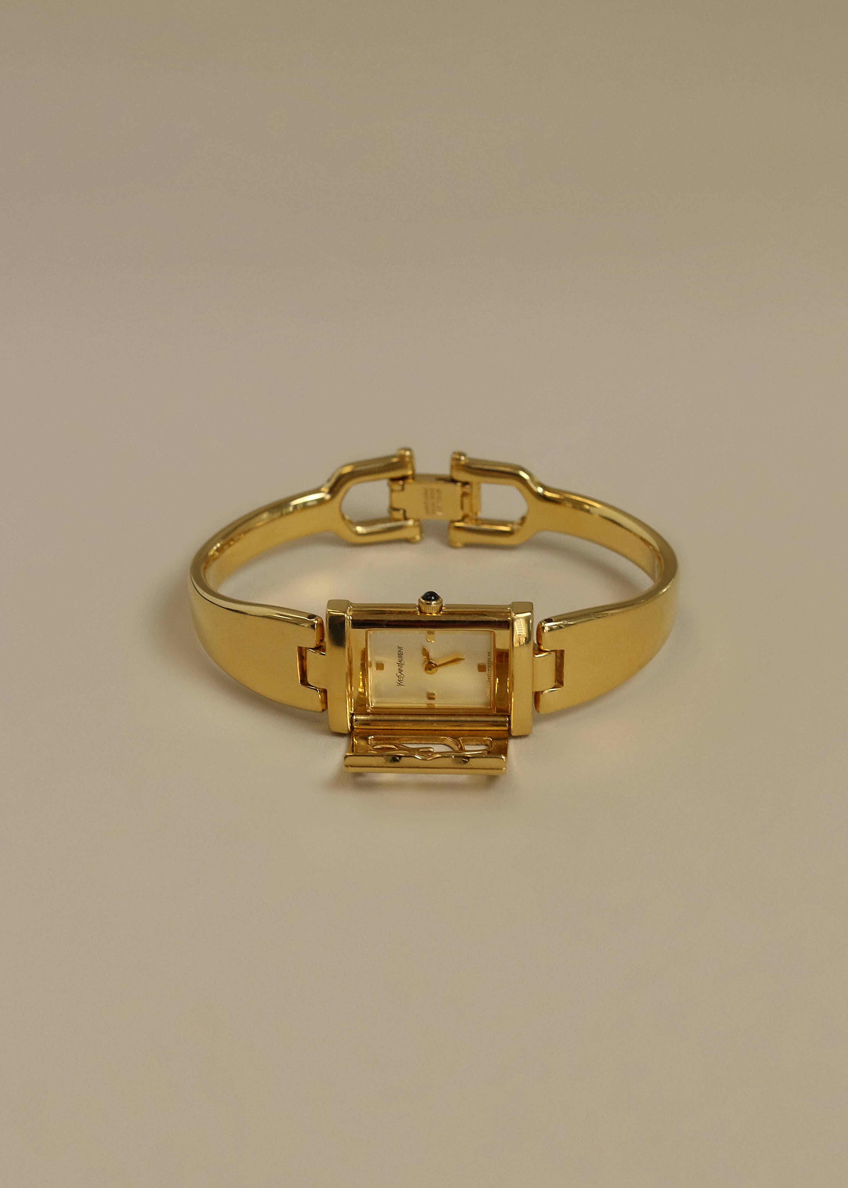 80s イヴ・サンローラン YSL gold l bangle Vintage YSL Gold Bangle Watch