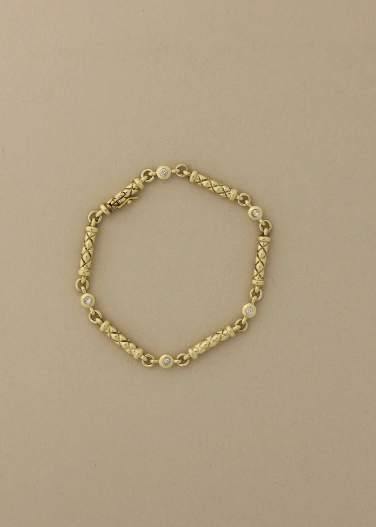 Vintage 14k Bezel Diamond Byzantine Bracelet