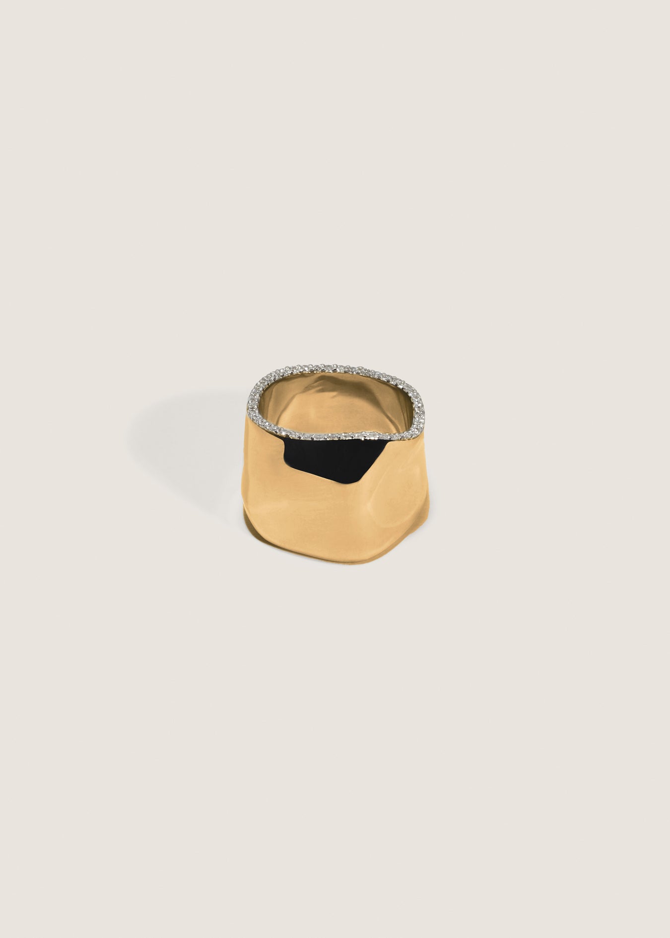 Mira Sculptural Cigar Band Ring Diamond Gold