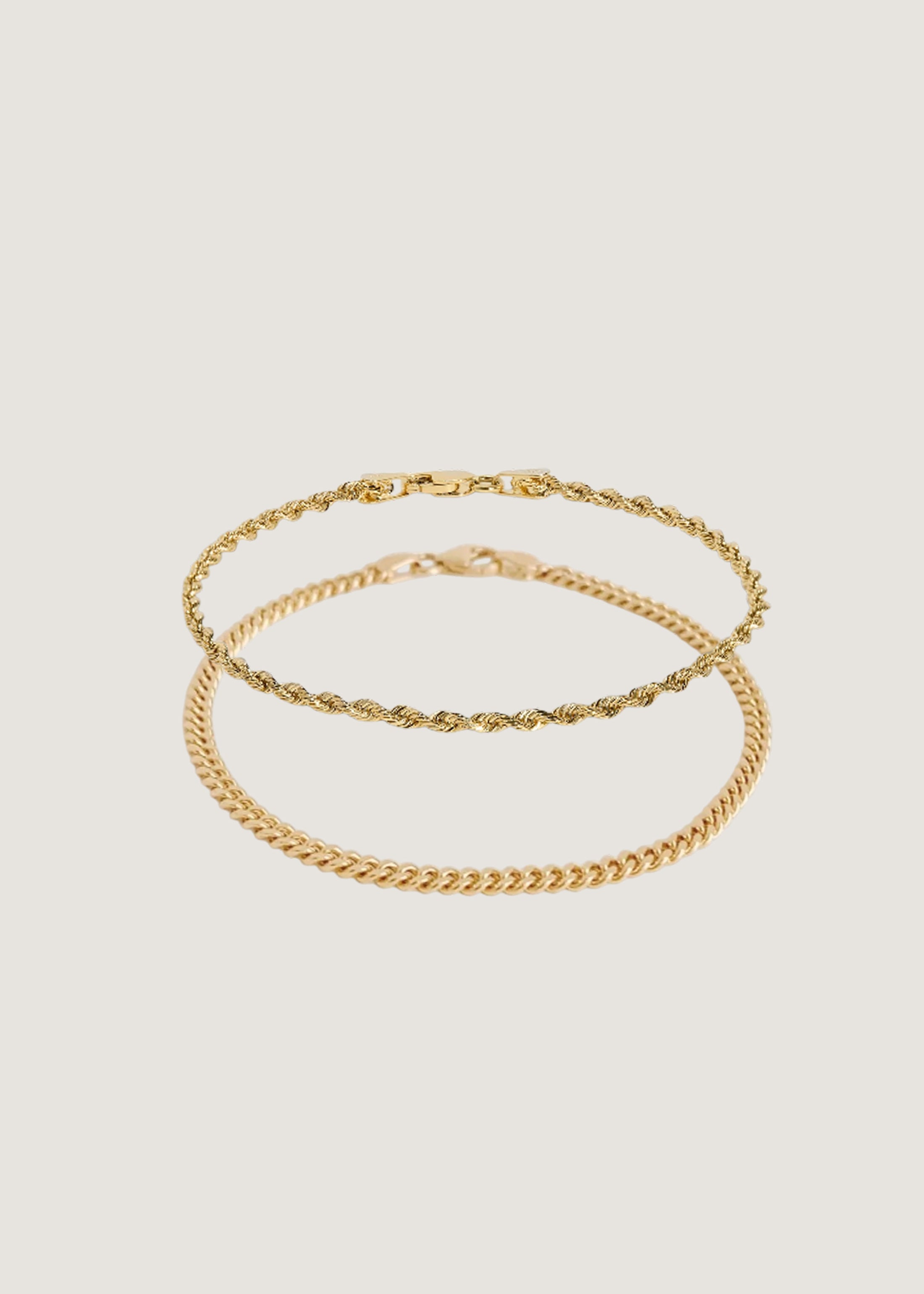 Petite Capri Curb & Rope Chain Bracelet Stack