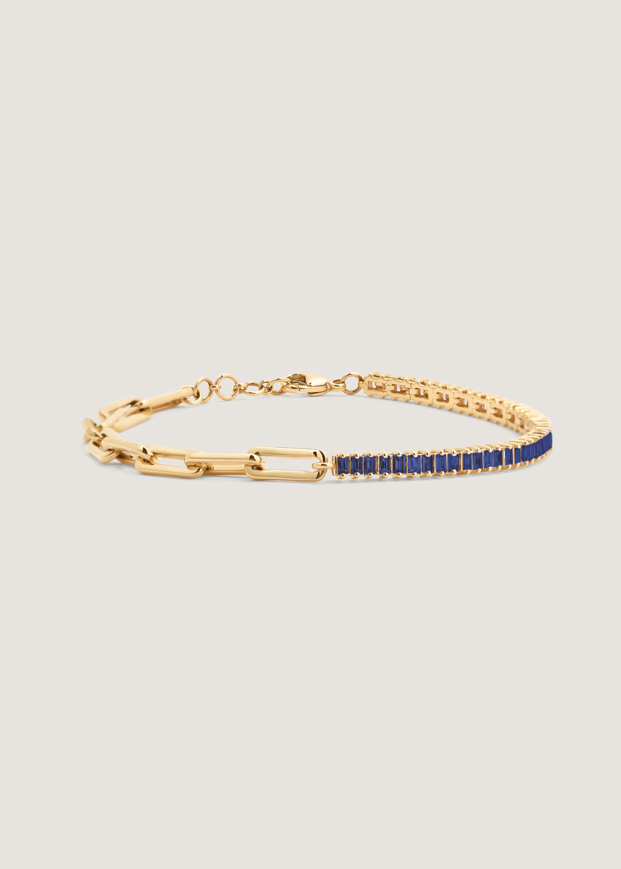 Serena Baguette Tennis Link Bracelet Blue Sapphire