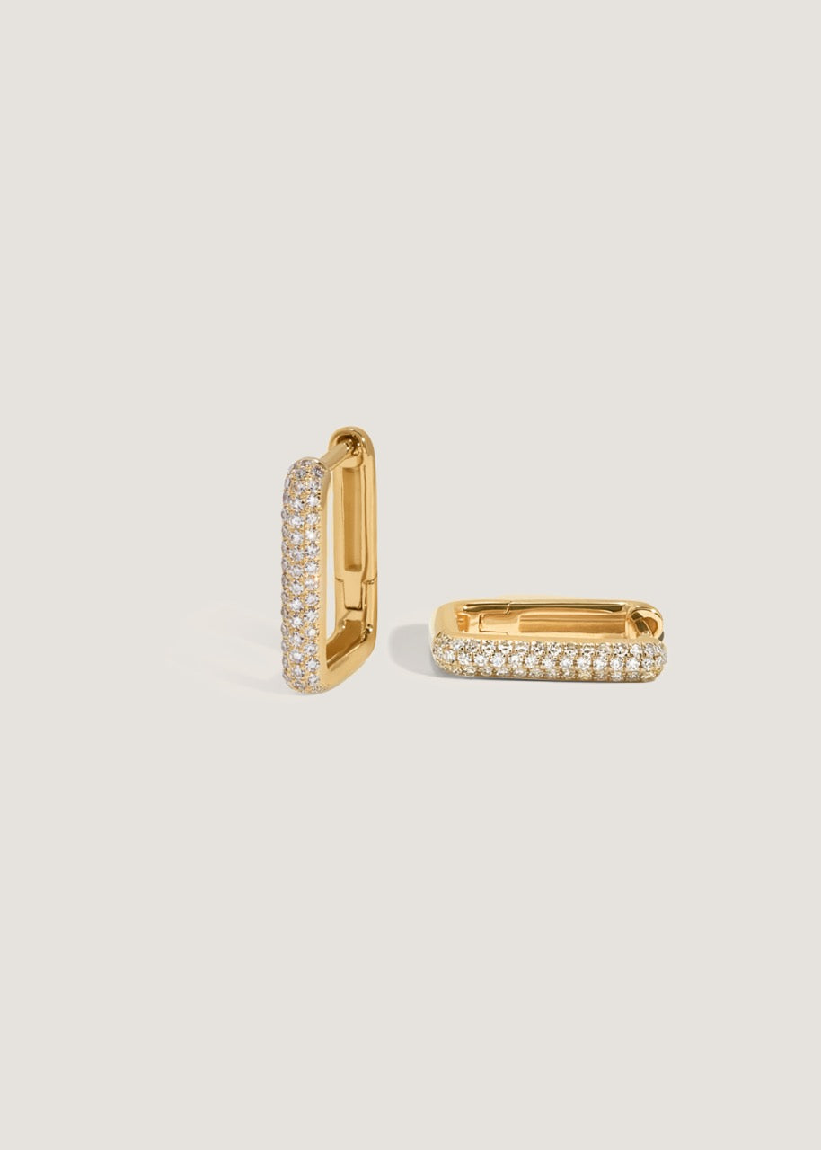Simona Rectangle Huggie Earrings Diamond | Kinn Studio