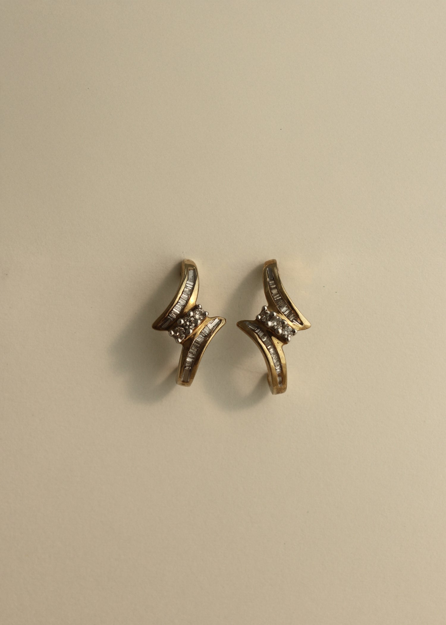 Vintage 10K Diamond Swirl Earrings