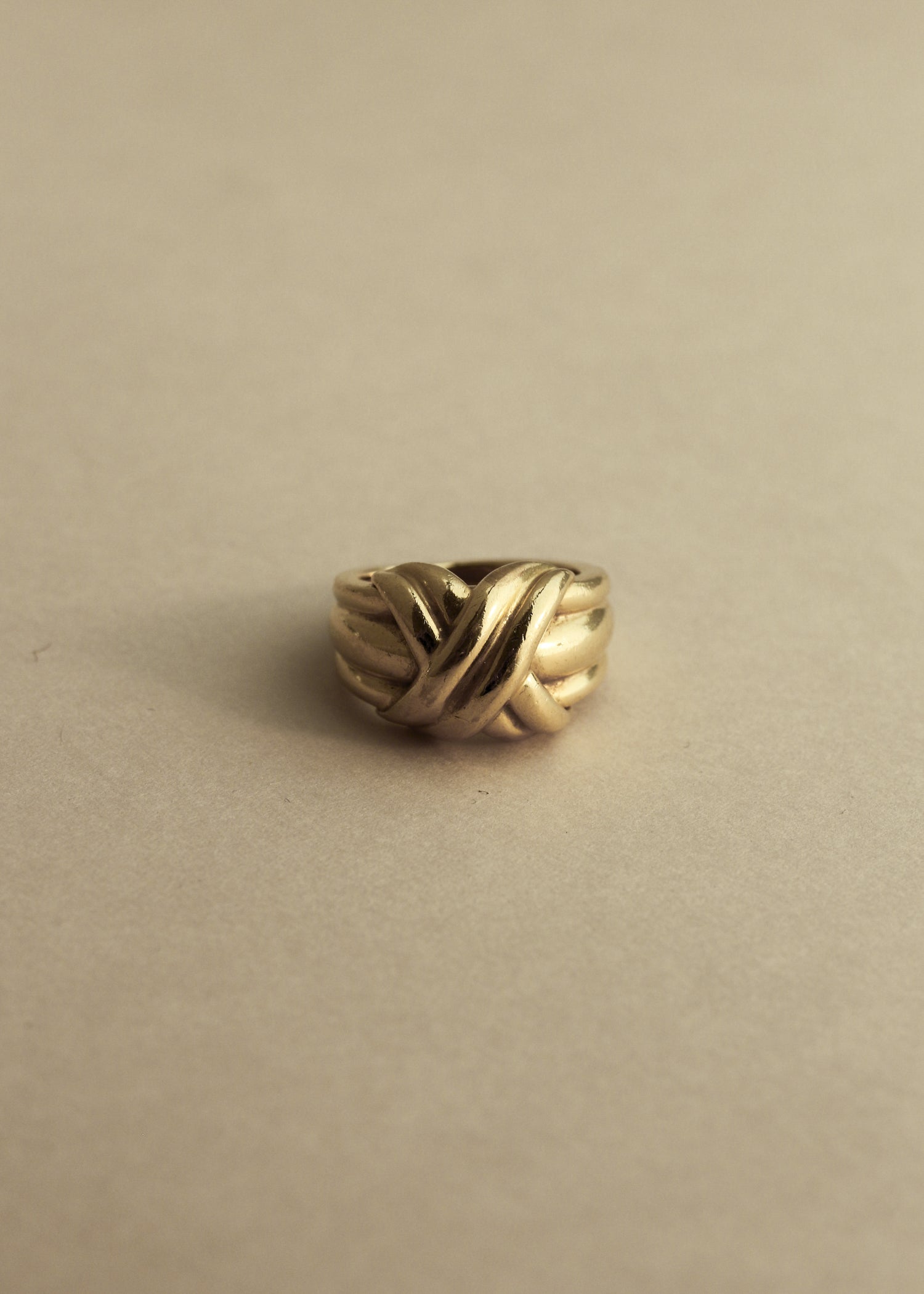 Vintage Ring 18金13.5～14号 Vintage 18K Wide Crossover Band Ring - 4.25