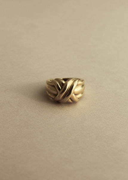 Vintage Ring 18金13.5～14号 Vintage 18K Wide Crossover Band Ring - 4.25