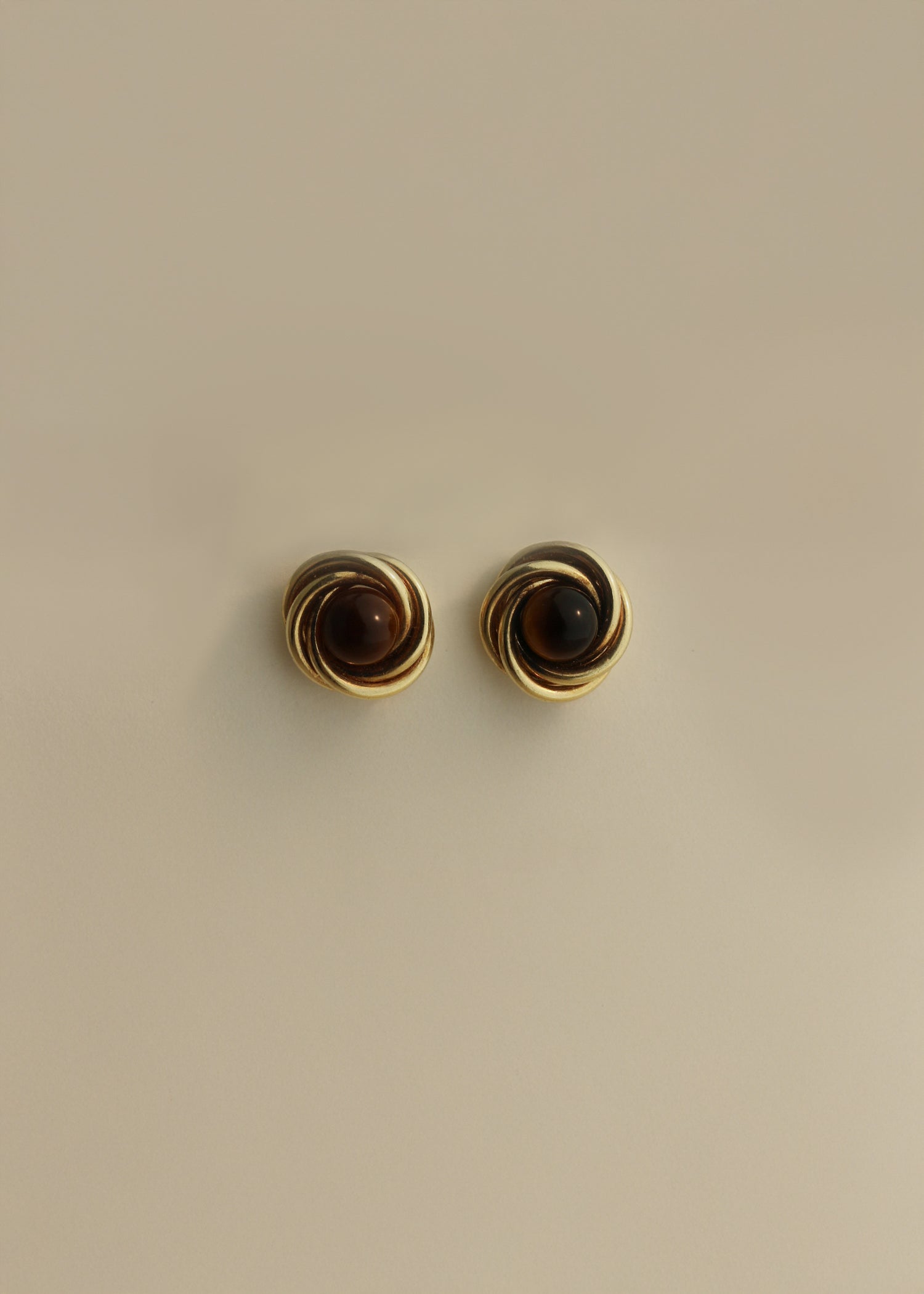 Vintage Tiger Eye Cabochon Stud Earrings