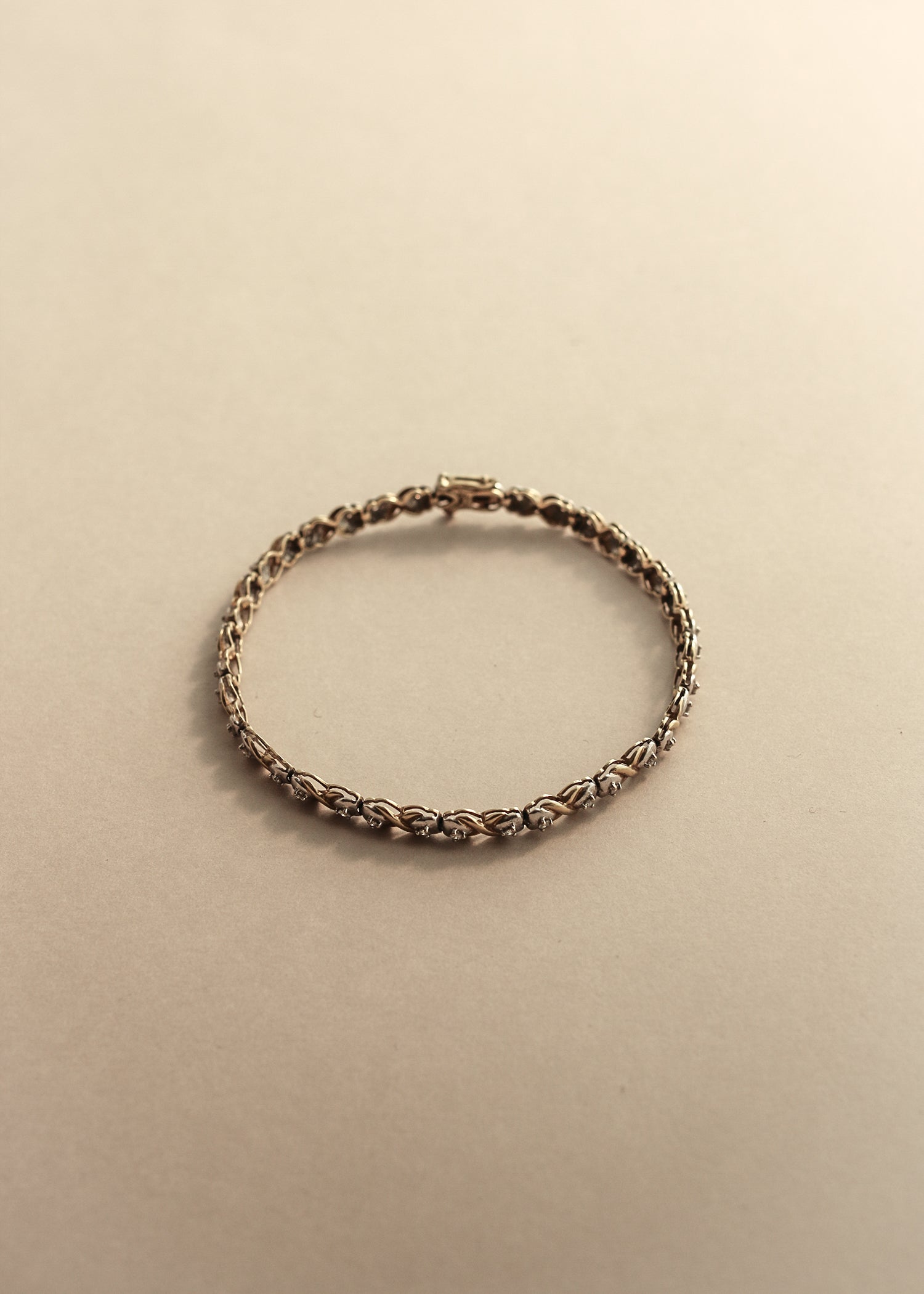 Vintage 10K Two Tone X Link Tennis Bracelet