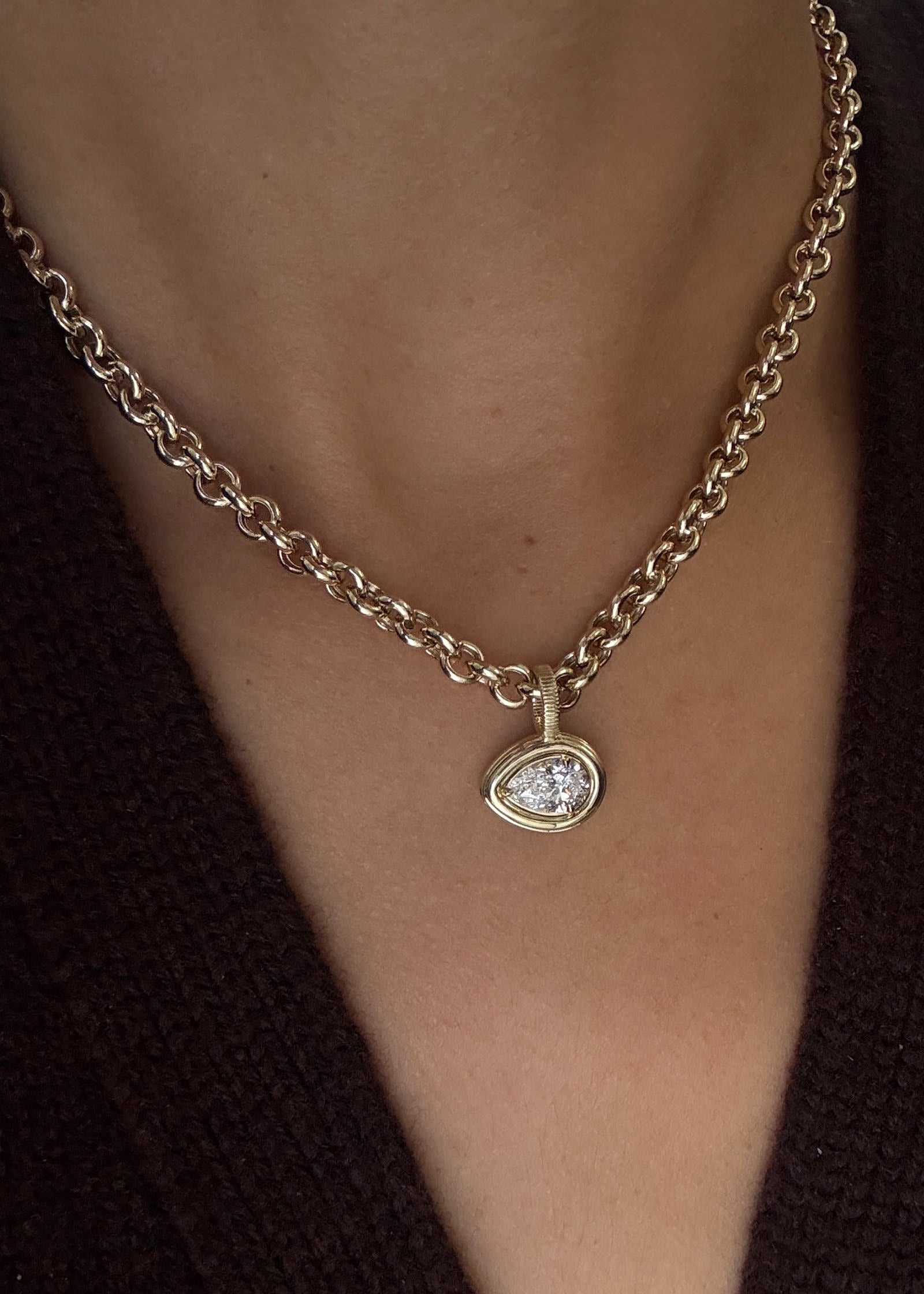 Colette Pear Shaped Diamond Pendant Necklace | Kinn Studio