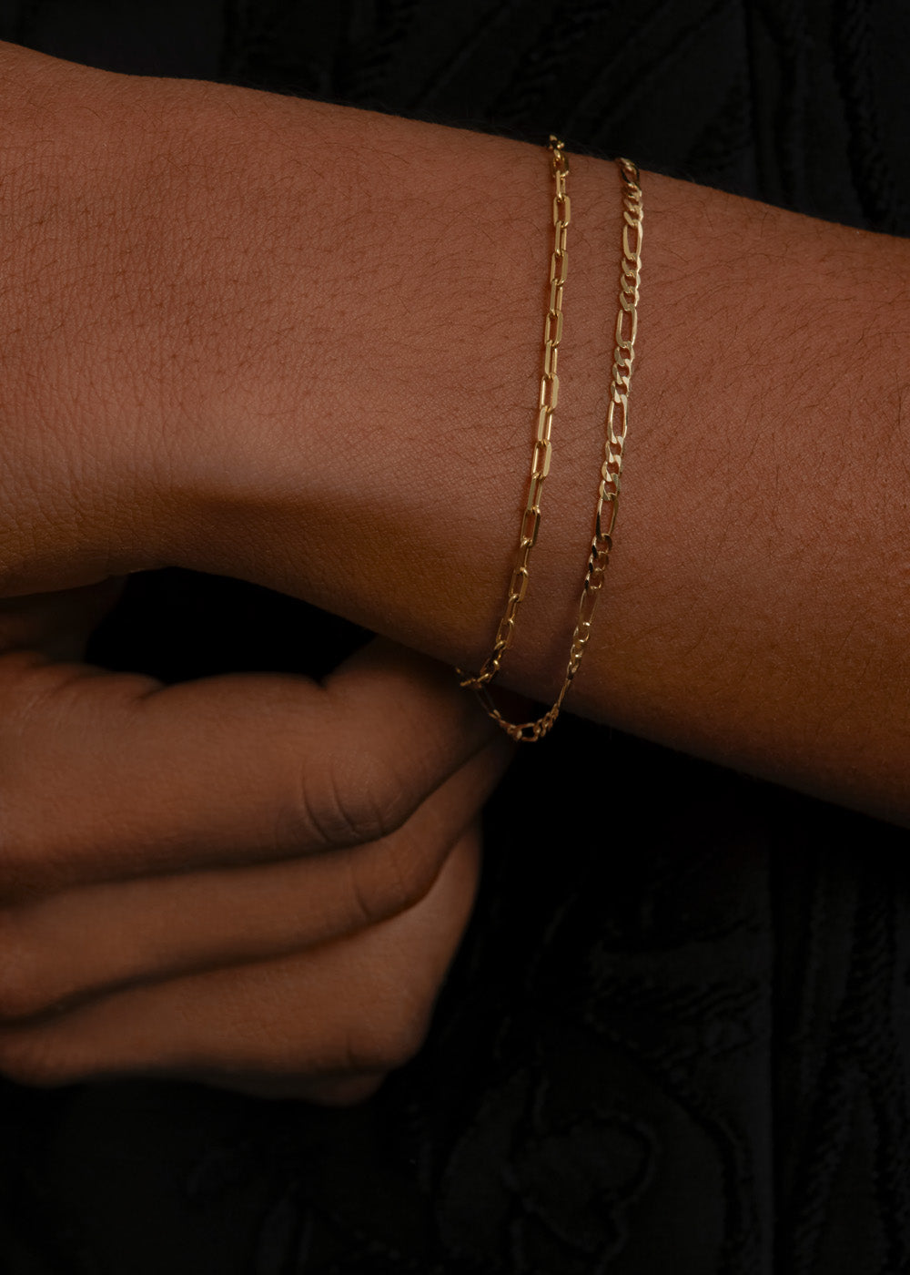 Kyle Figaro & Micro Link Chain Bracelet Stack - Kinn