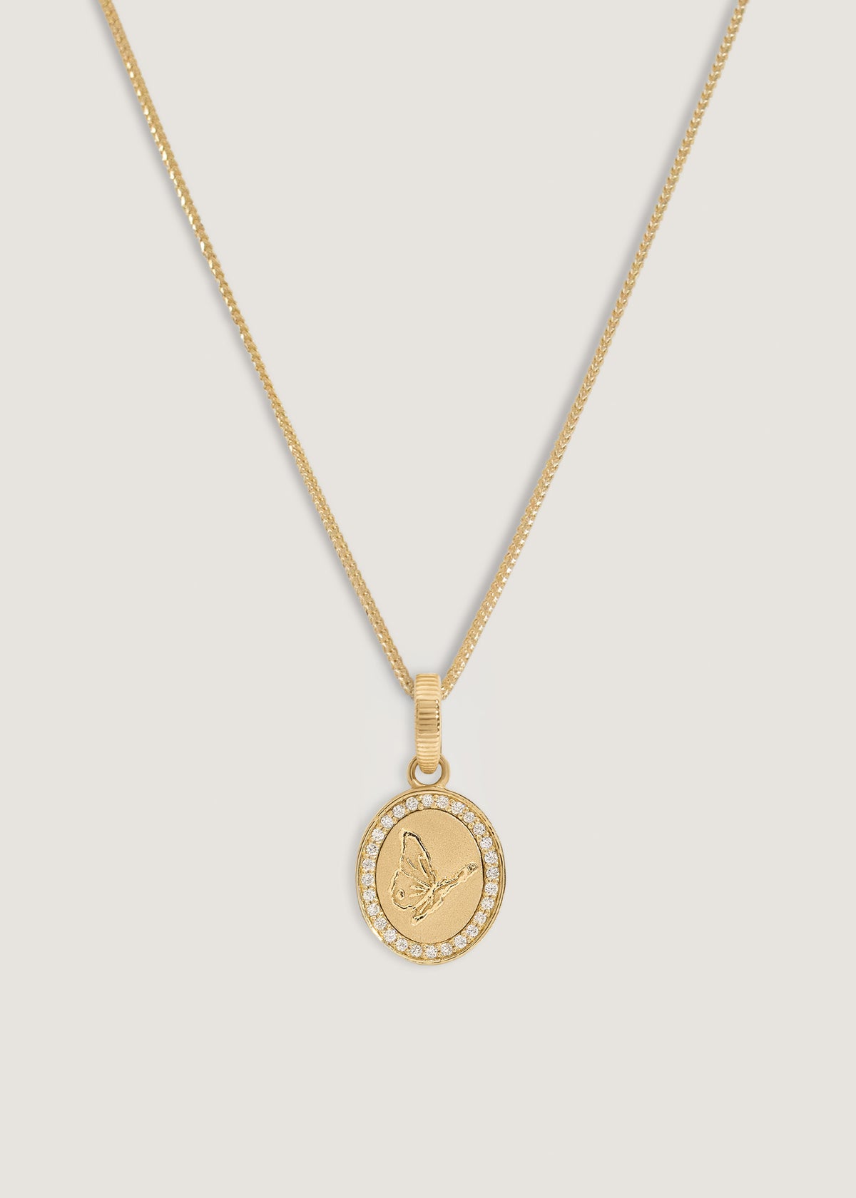 Kinn 14k Gold Butterfly Dream Diamond Pendant Necklace on Box Chain