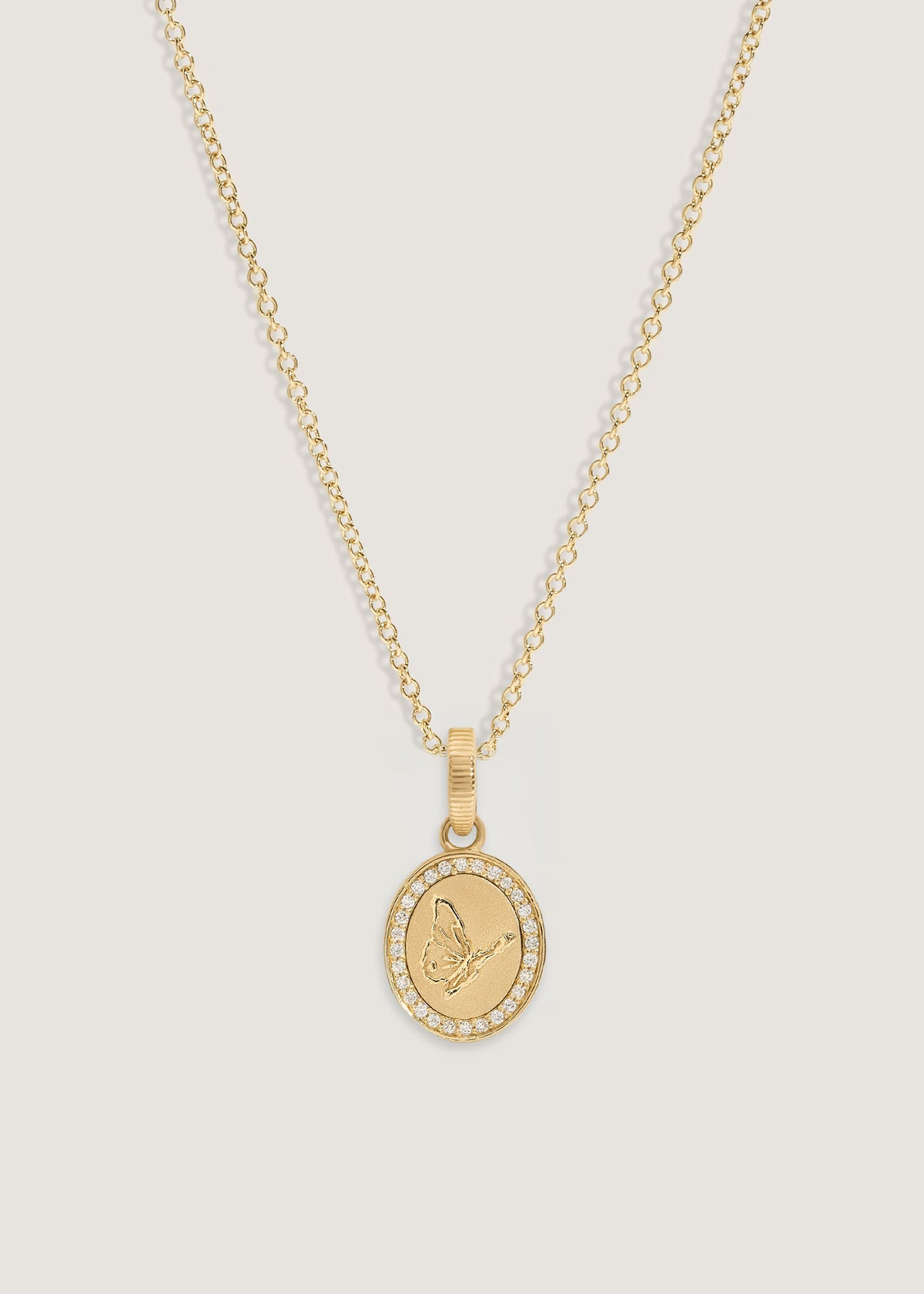 Kinn 14k Gold Butterfly Dream Diamond Pendant Necklace on Micro Rolo Chain