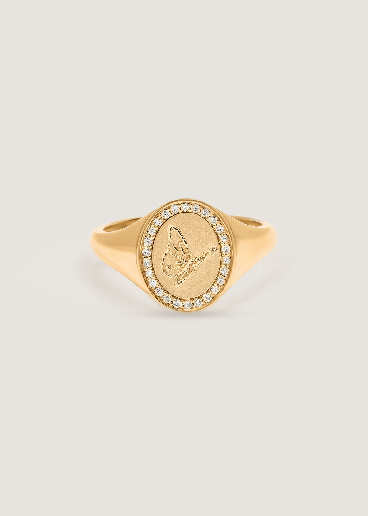 Kinn 14k Gold Butterfly Dream Diamond Signet Ring