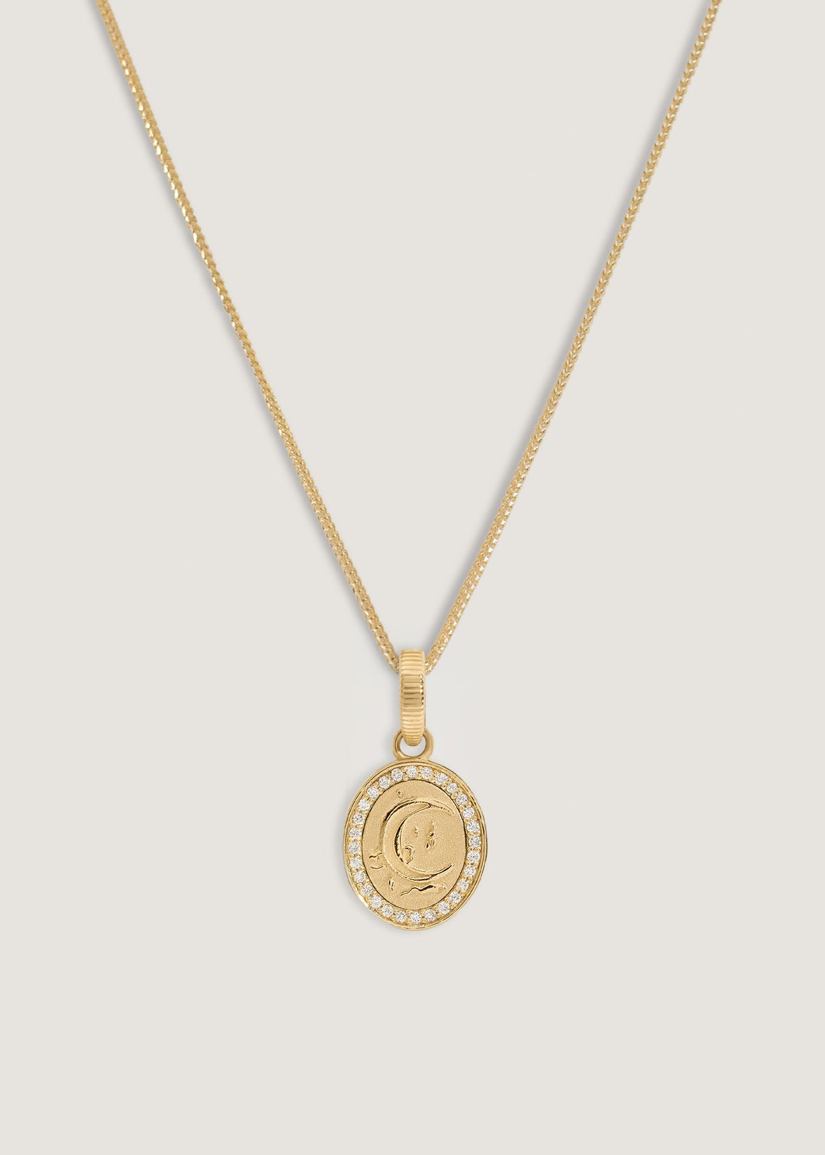 Kinn 14k Gold Crescent Dream Diamond Pendant Necklace on Box Chain