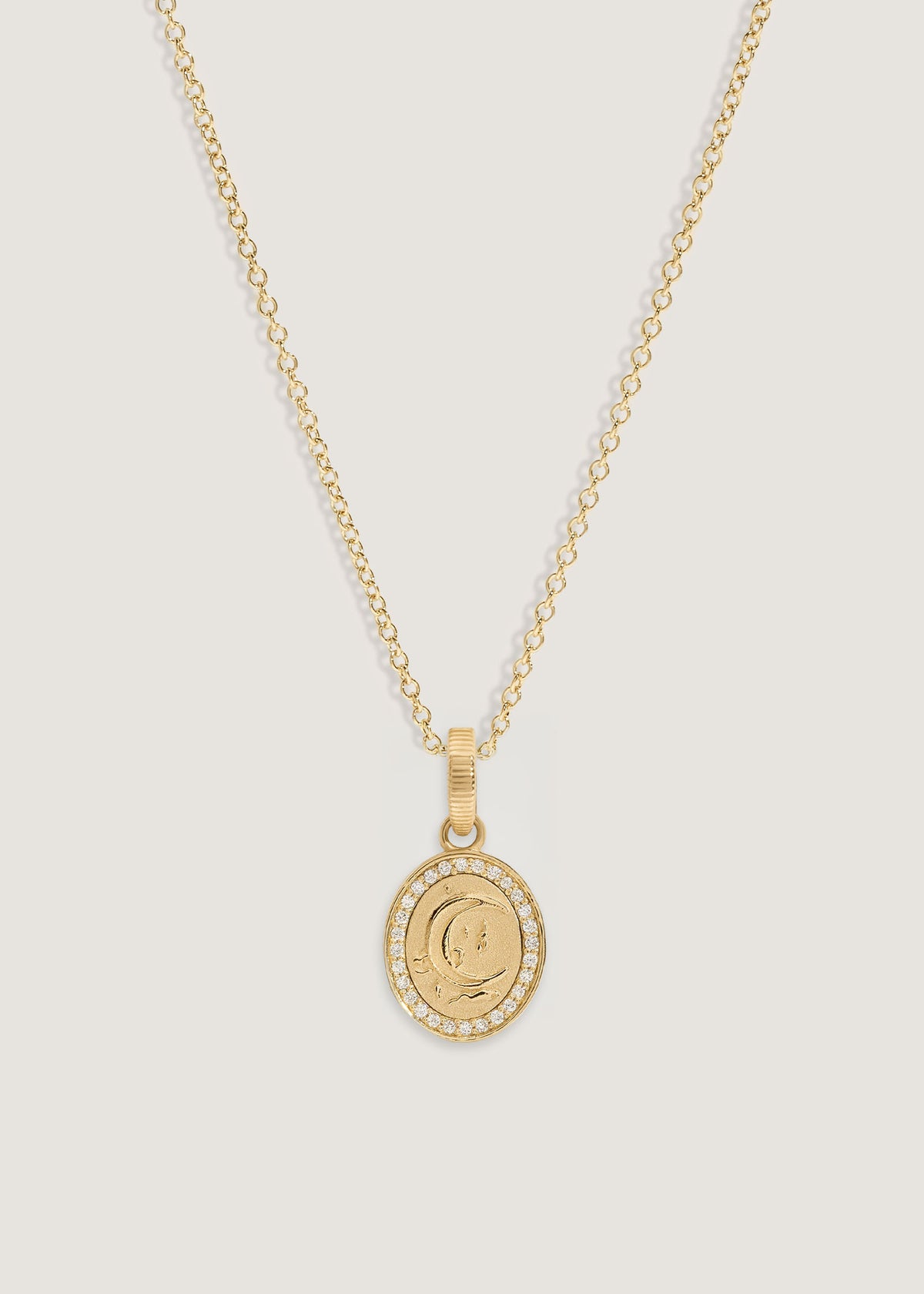 Kinn 14k Gold Crescent Dream Diamond Pendant Necklace on Micro Rolo Chain
