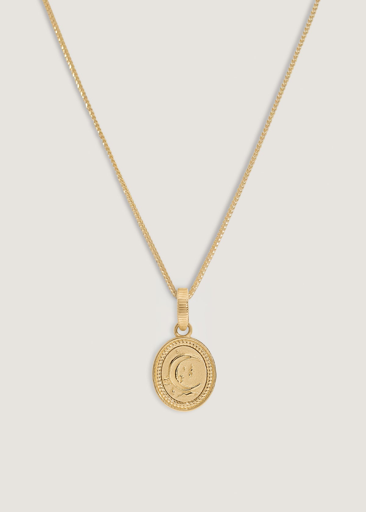 Kinn 14k Gold Crescent Dream Pendant Necklace on Box Chain